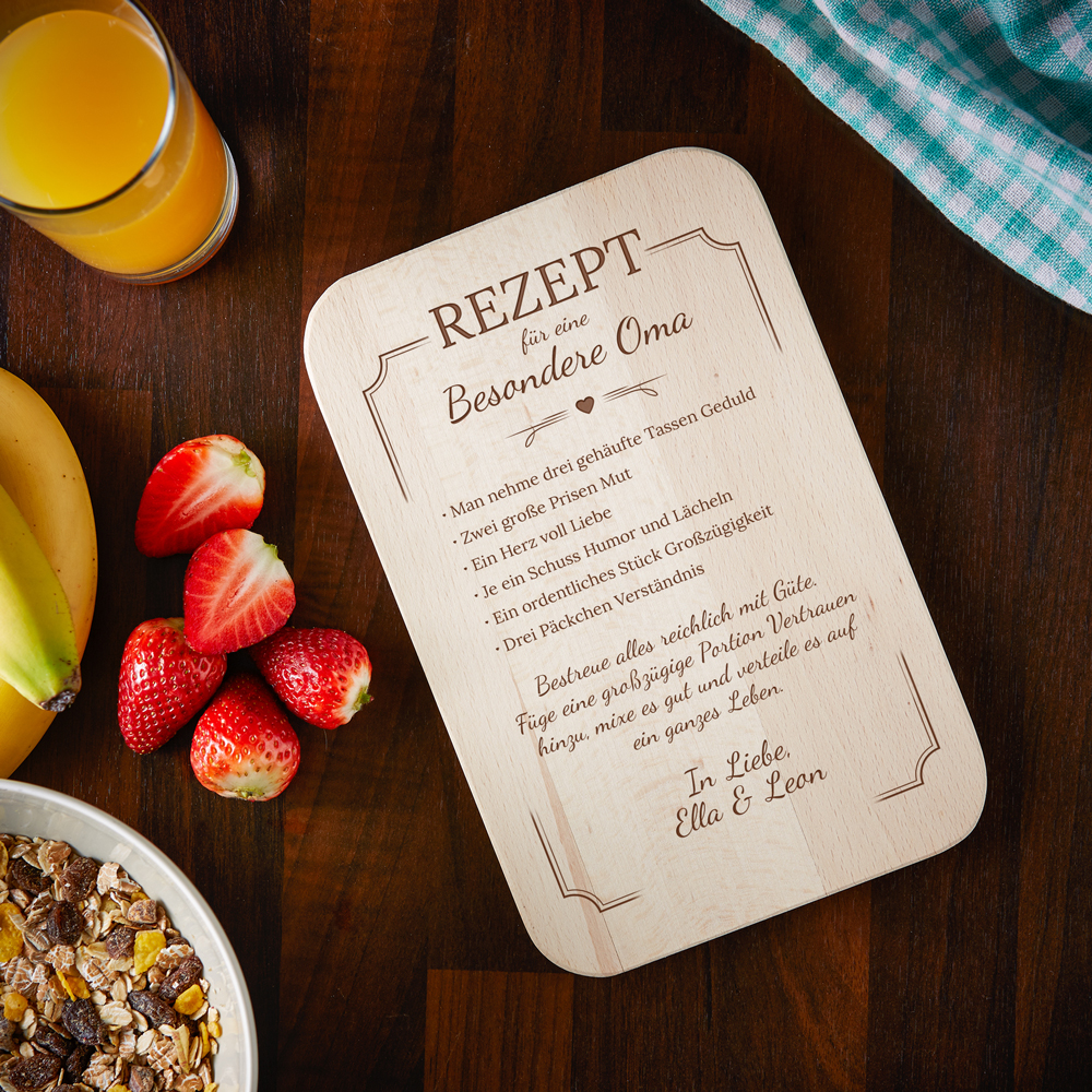 Graviertes Frühstücksbrettchen - Oma Rezept 3102