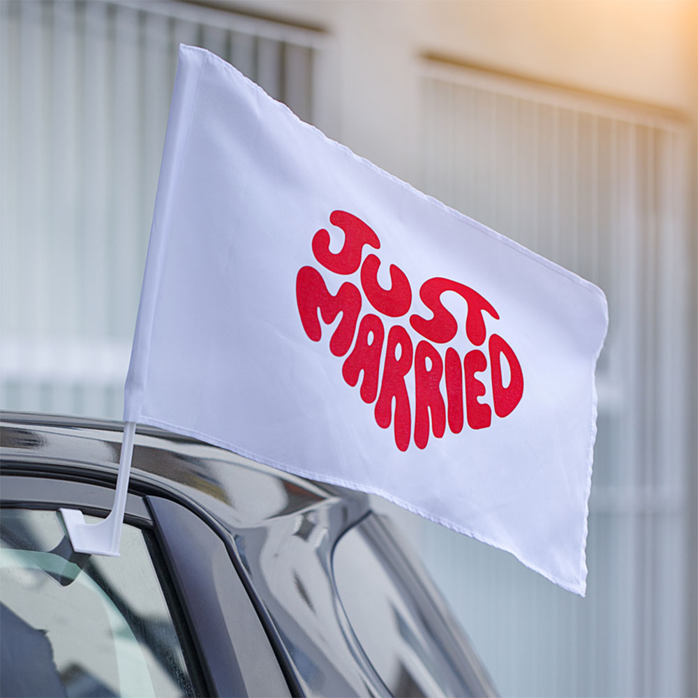 Autofahne Just Married - 2er Set 1285