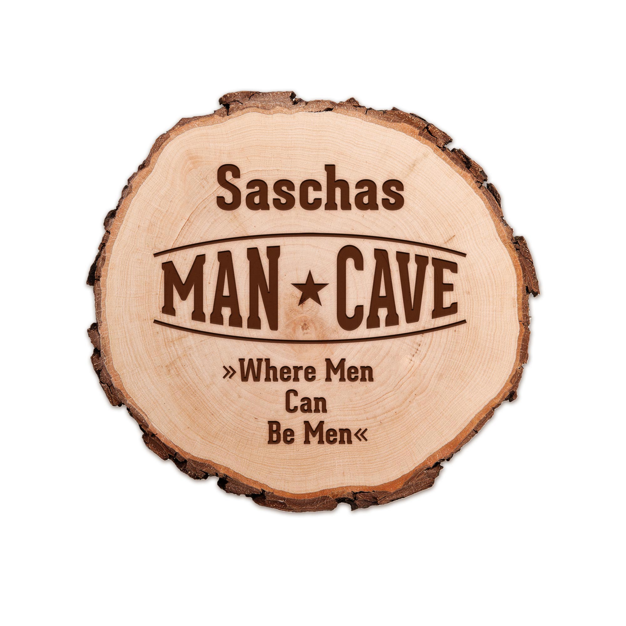 Baumscheibe mit Gravur - Man Cave Baumscheibe mit Gravur - Man Cave