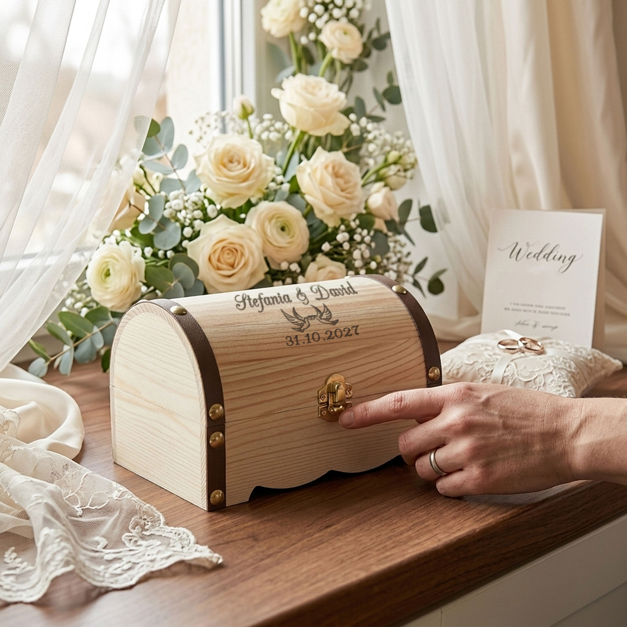 Geld Schatzkiste zur Hochzeit - Liebestauben Geld Schatzkiste zur Hochzeit - Liebestauben