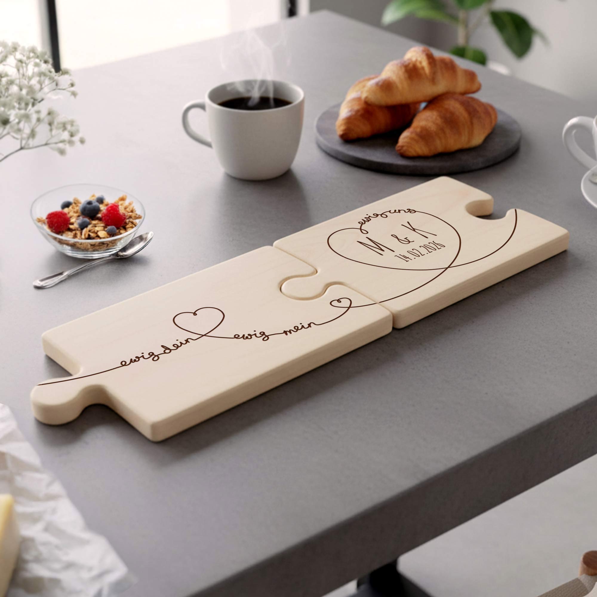Personalisiertes Puzzle Brettchen Set - Ewig Dein