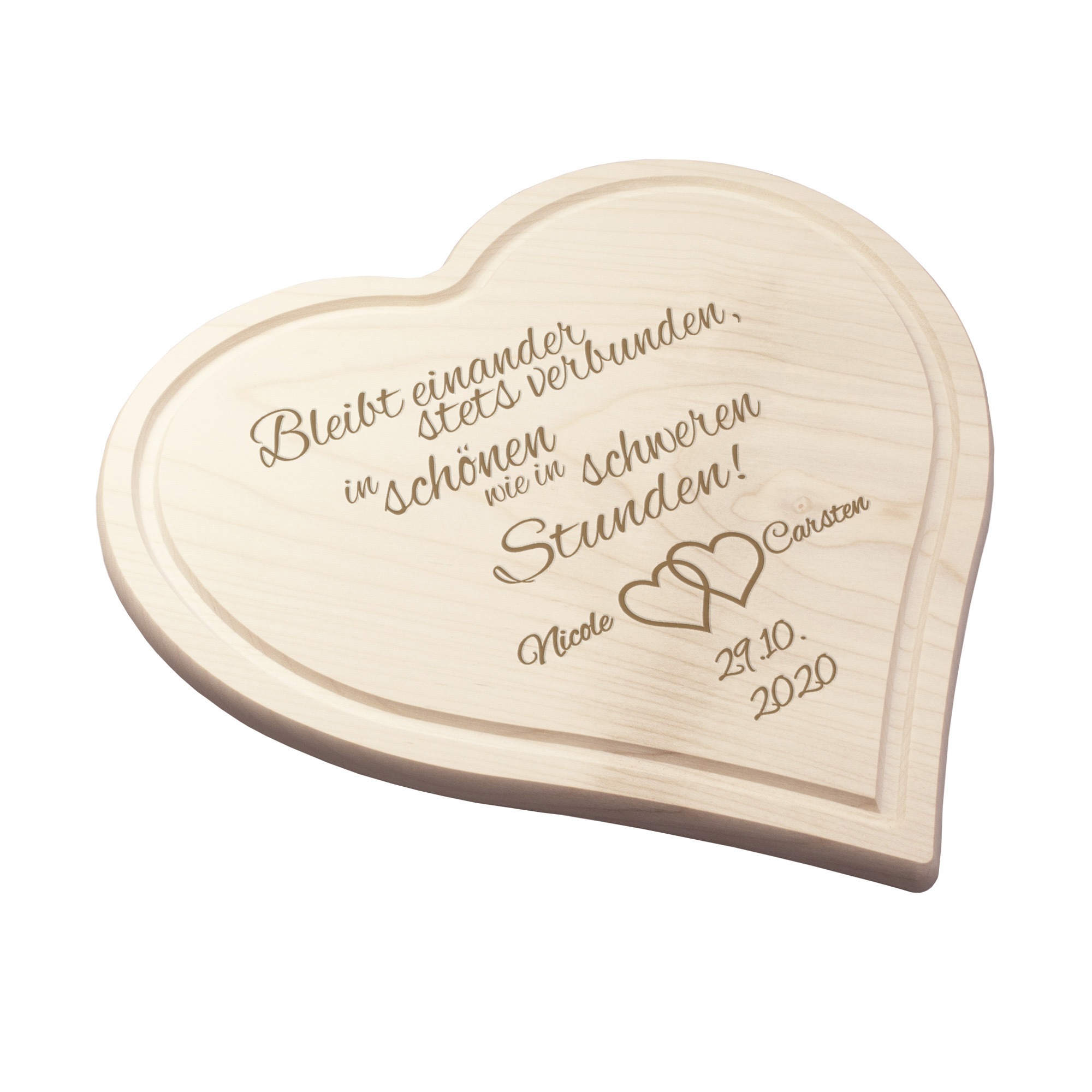 Graviertes Brett - Herz zur Hochzeit 1265 - 2