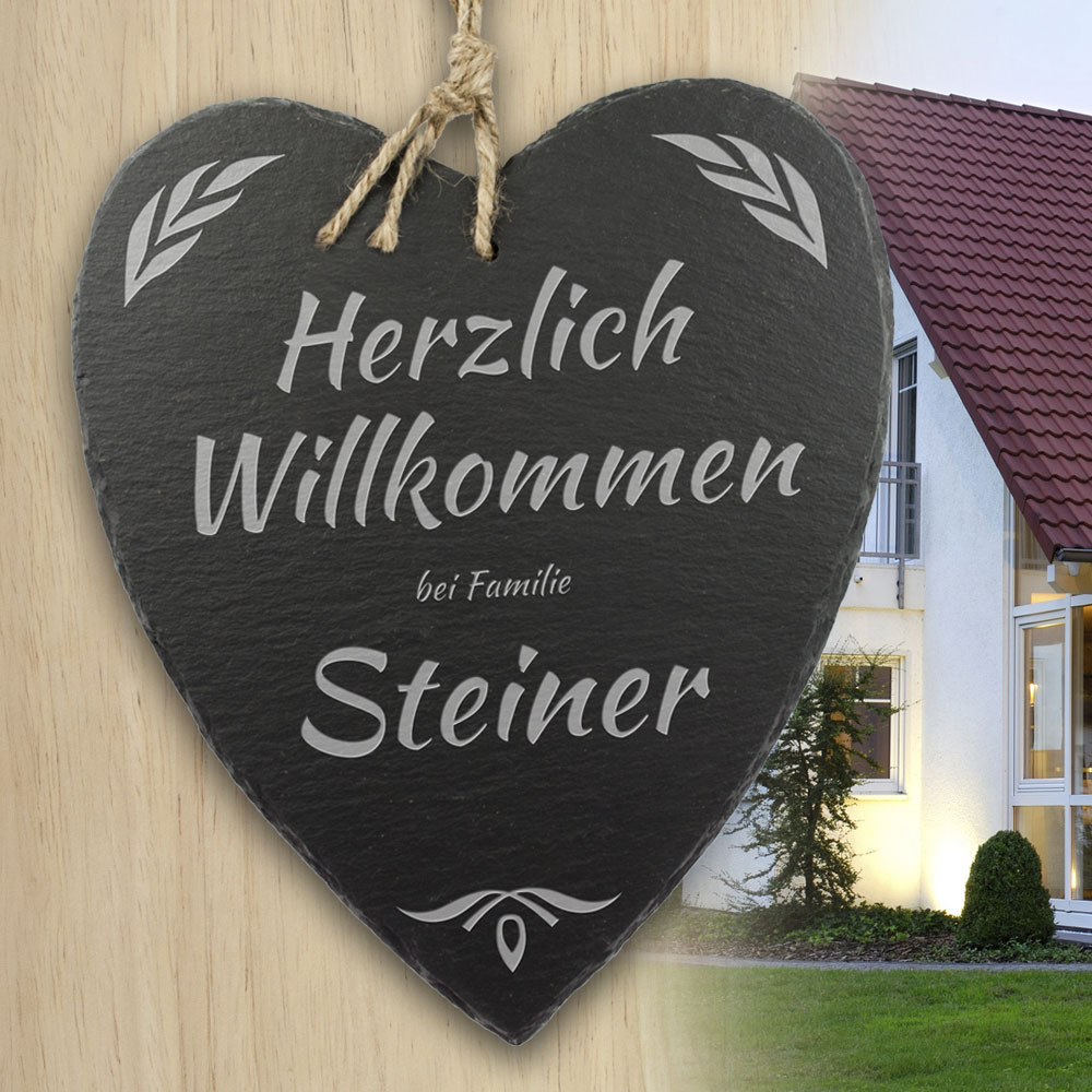 Schieferherz Familie - personalisiert 1295