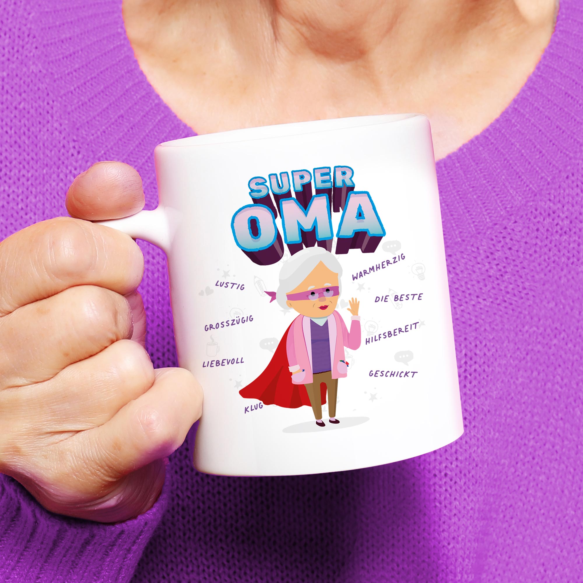 Tasse - Weiß - Super Oma - Standard