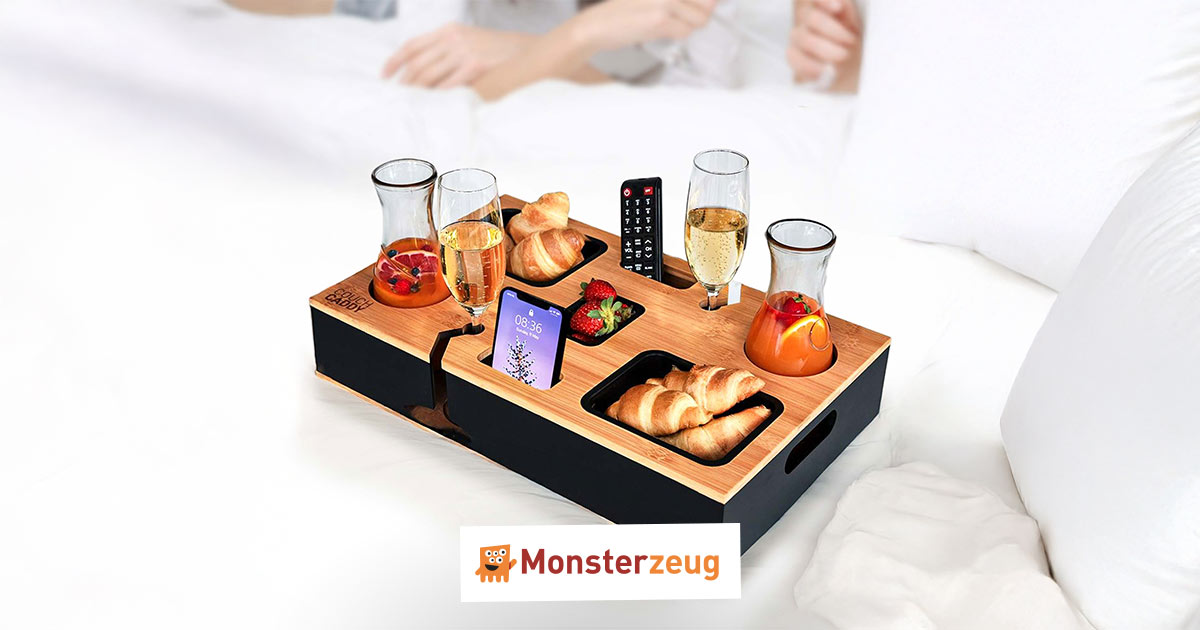 CouchBar Snackschalen Allalley CouchBar - Dienblad Met Snackschalen, Flessenhouder & Afneembare Bakjes Voor Op De Bank Bank Dienblad Met Snackbakjes