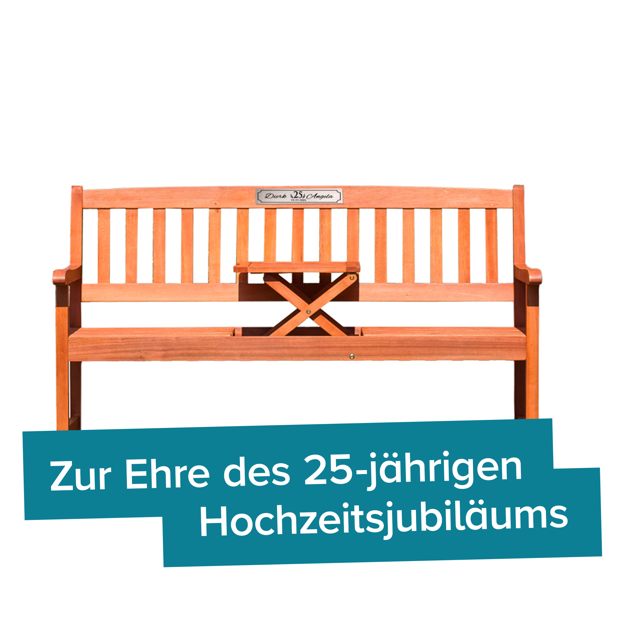 Personalisierte Hochzeitsbank zur Silberhochzeit