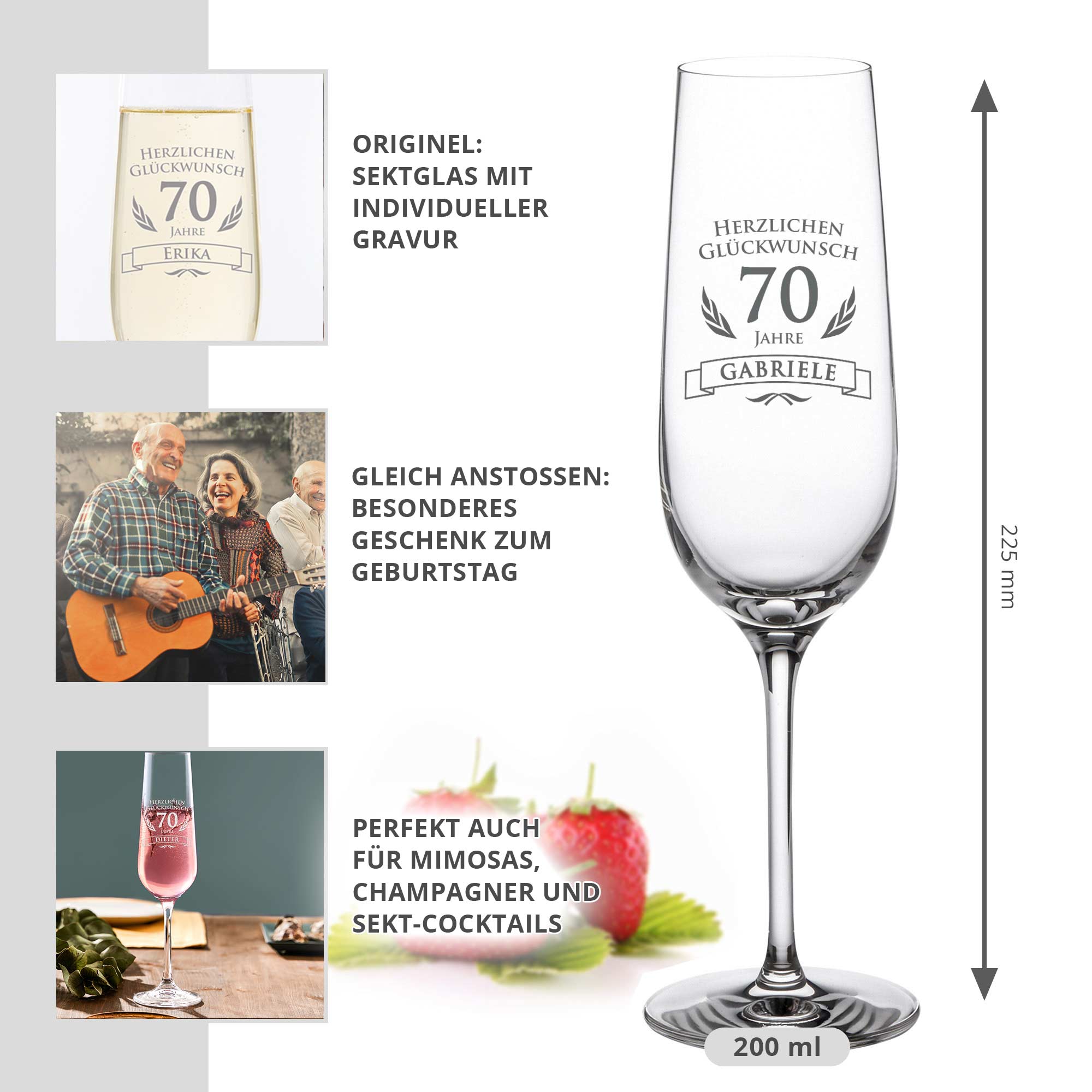 Sektglas zum 70. Geburtstag Sektglas zum 70. Geburtstag