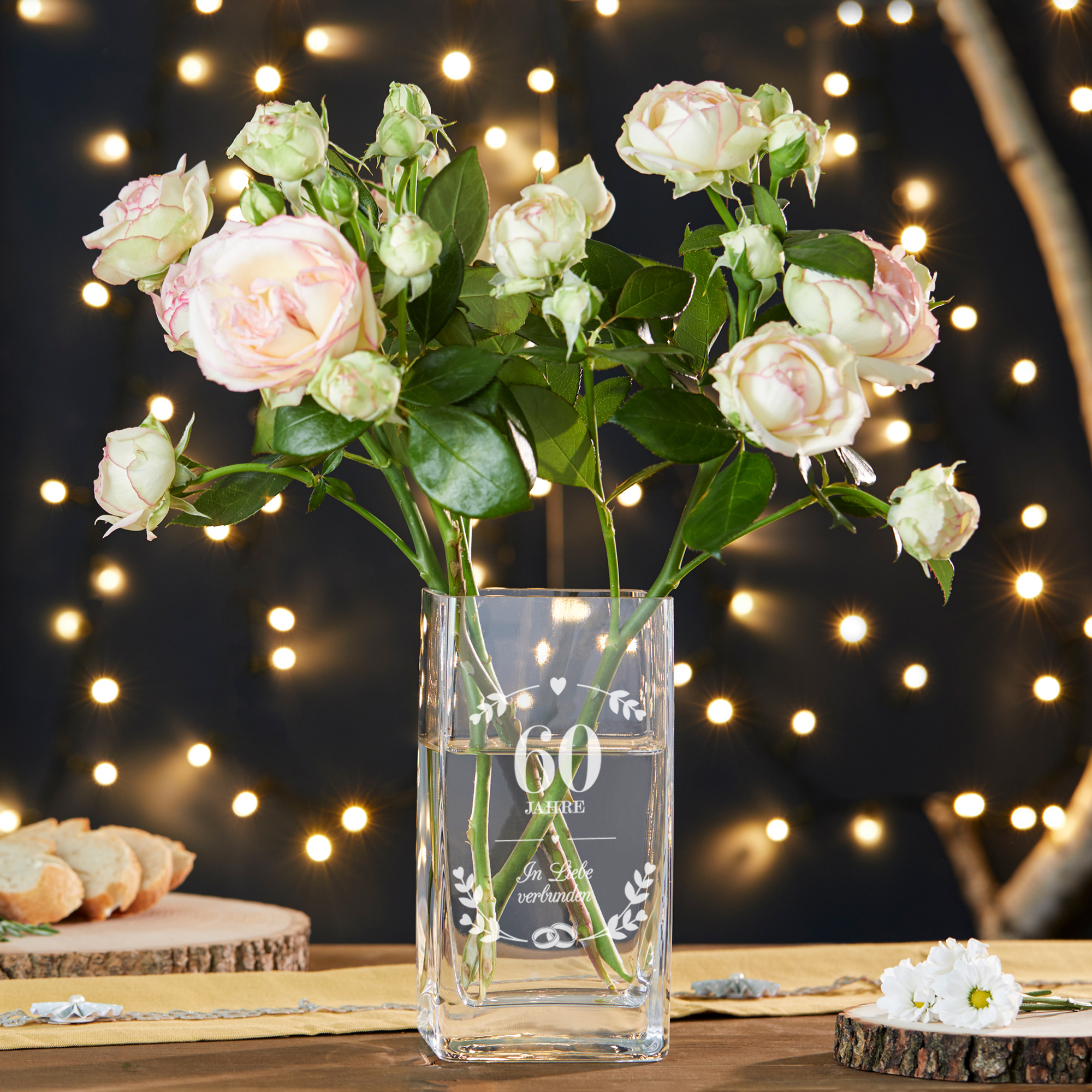 Eckige Vase - Diamanthochzeit 0006-0019-89-AZ