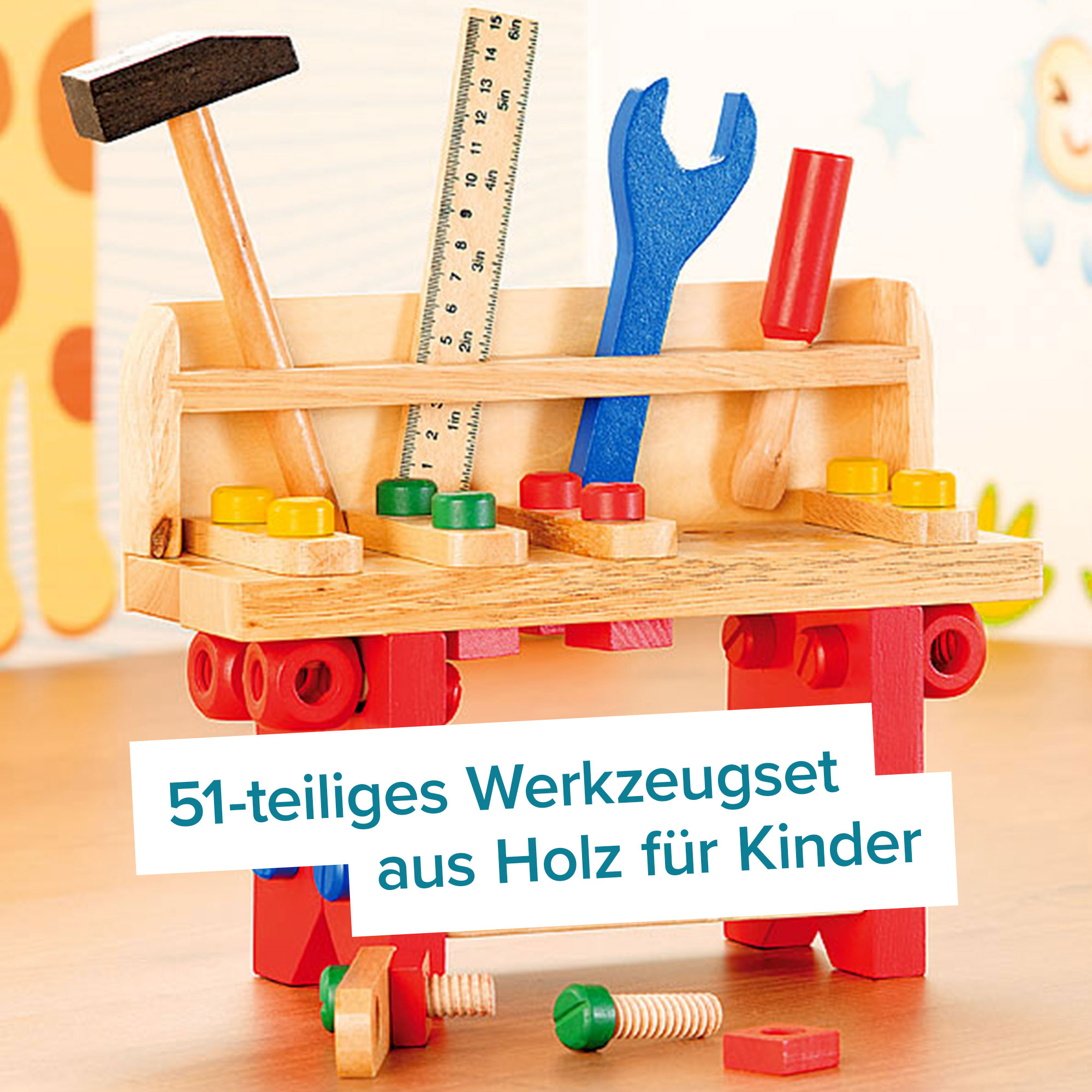 Kinder Werkbank aus Holz - 51-teilig