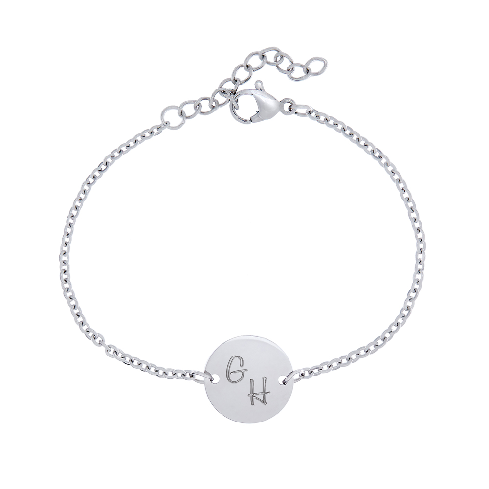 Armband Silber mit runder Plakette - Initialen 3710 - 1