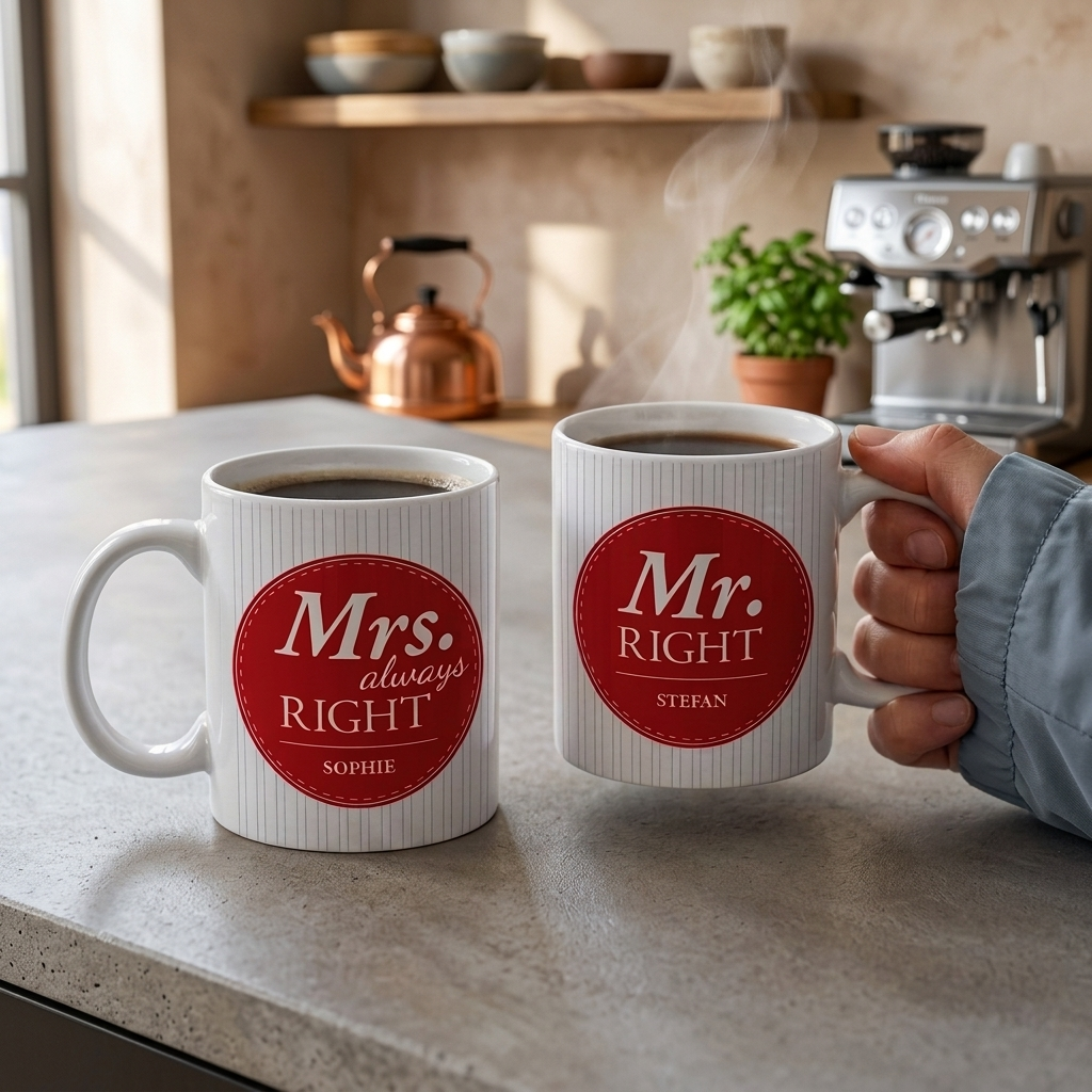 Personalisiertes Tassen Set - Mr and Mrs Right