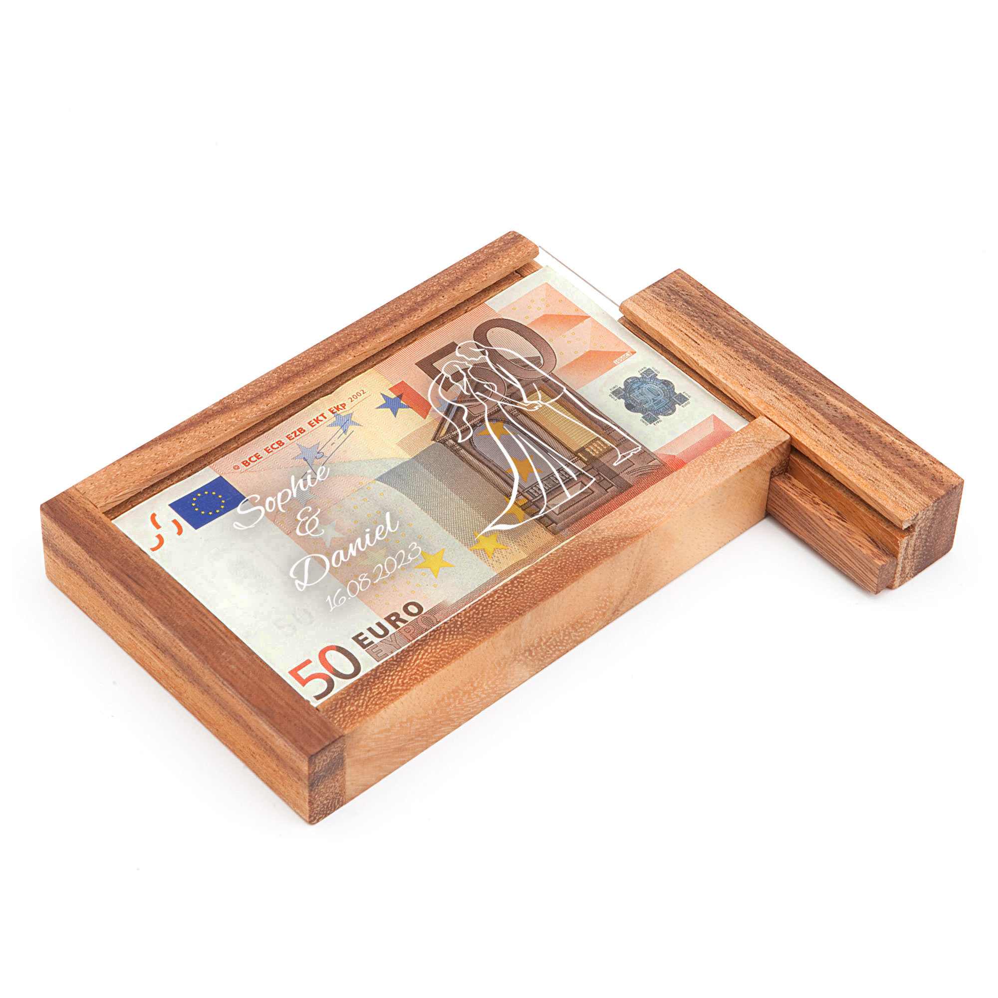 Magische Geldgeschenkbox mit Gravur - Silhouette