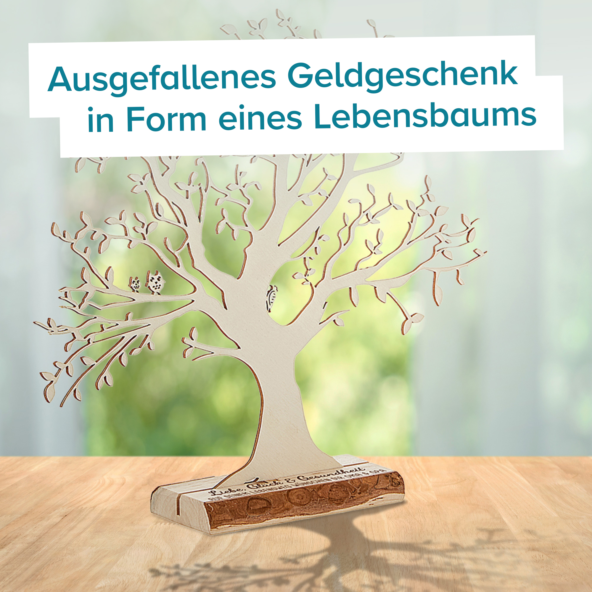 Baum mit Sockel graviert - Geburt (groß)