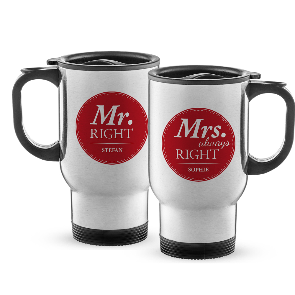 Thermobecher Set personalisiert - Mr and Mrs Right 3105 - 8