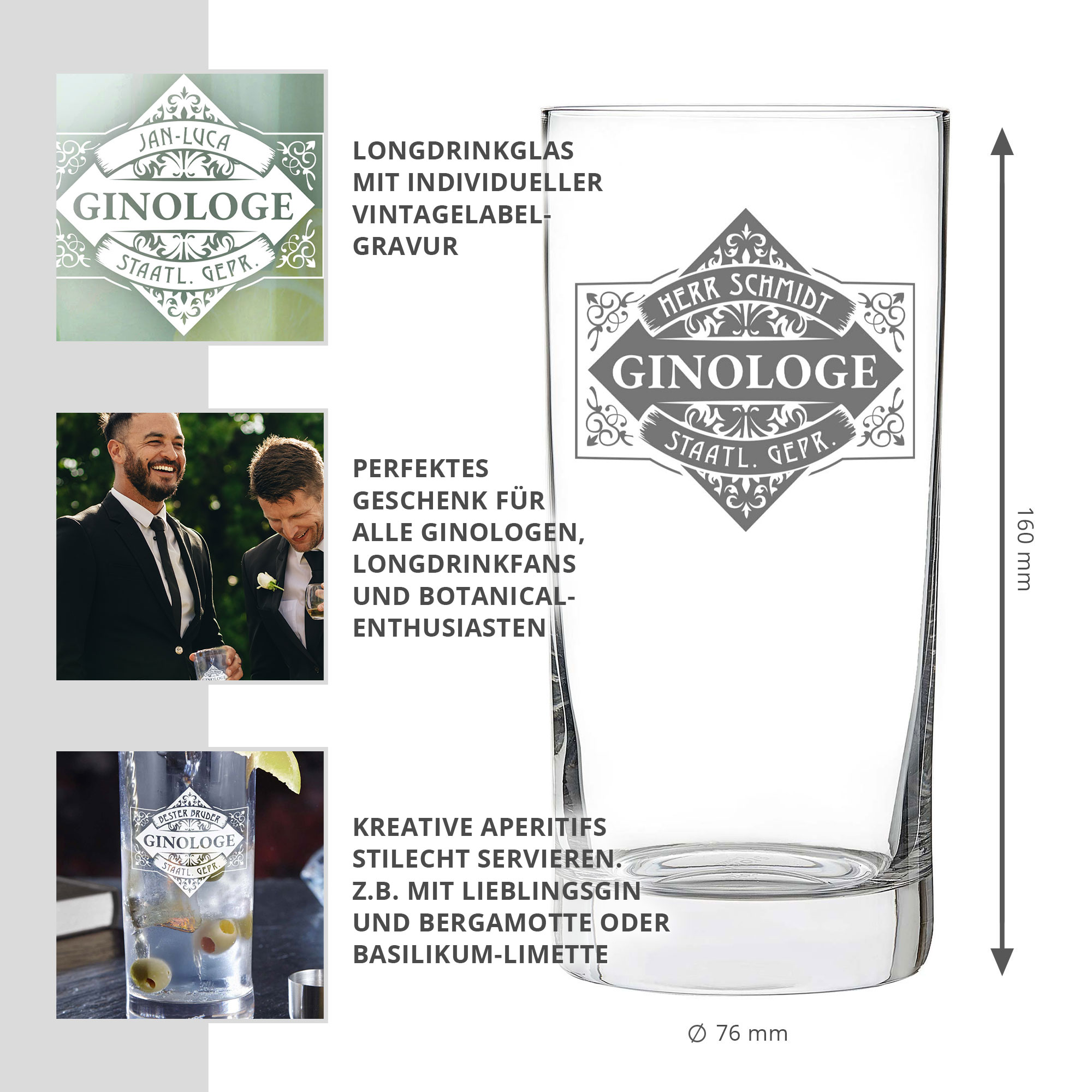 Cocktailglas mit Gravur - Ginologe Cocktailglas mit Gravur - Ginologe