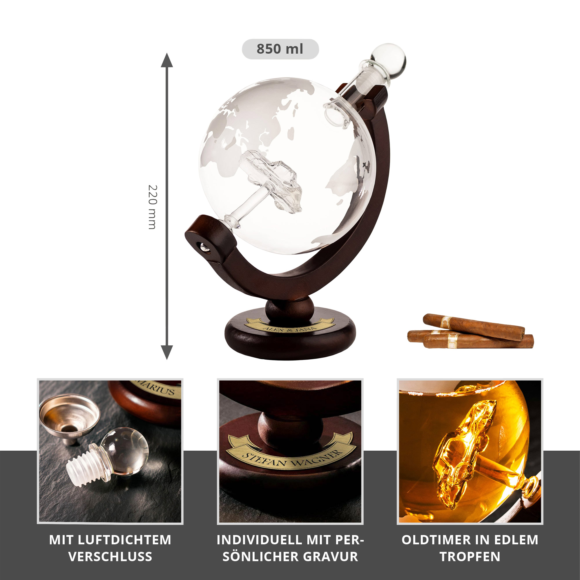 Whisky Globus Karaffe mit Gravur - Auto