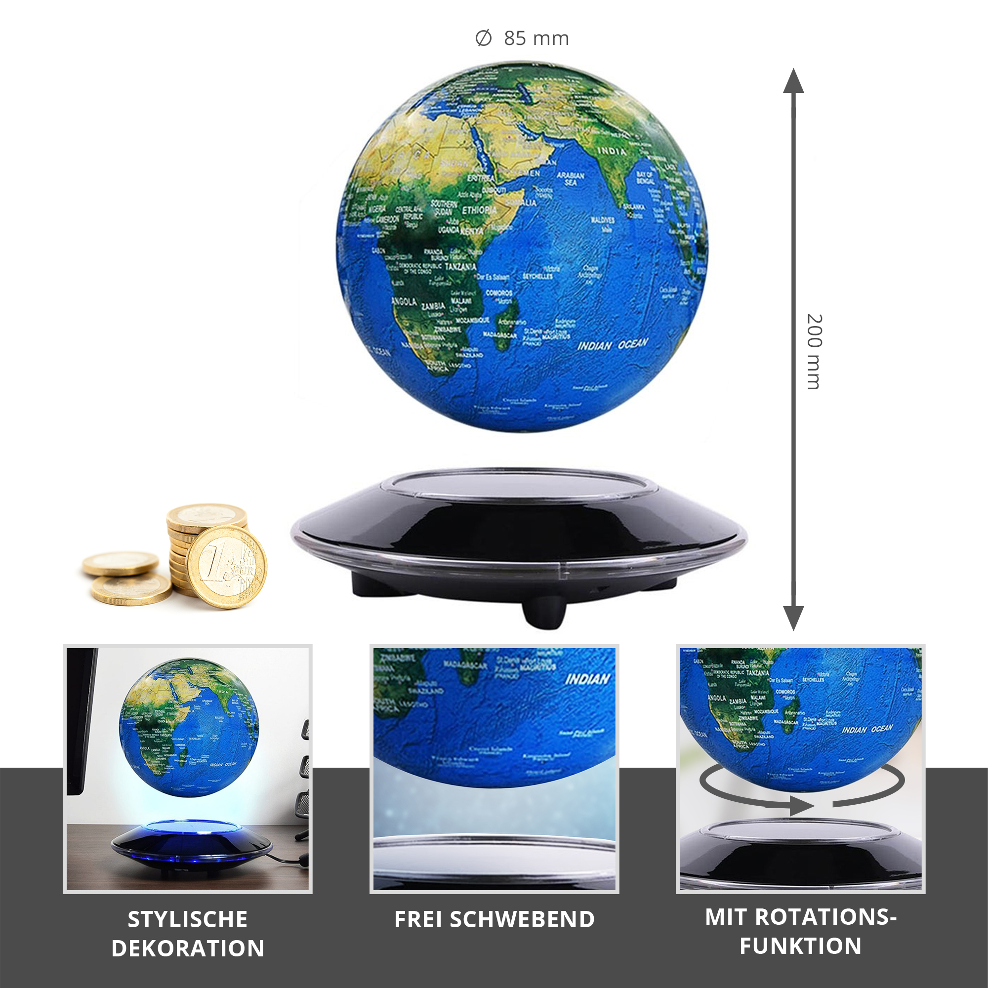 Schwebender Globus mit elektromagnetischer Basis 3279 - 1