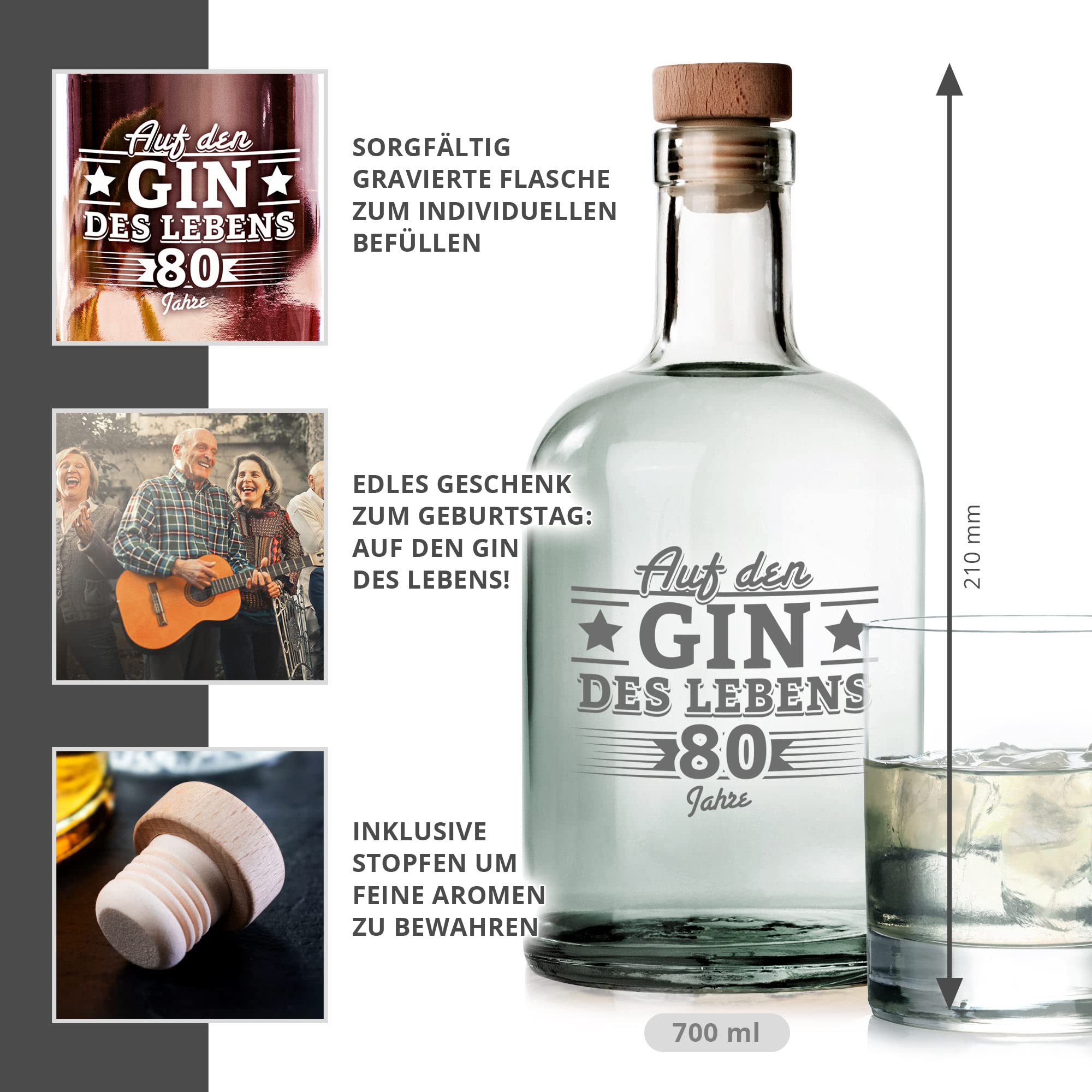 Flasche 700 ml - Gin & 18. Geburtstag - Standard