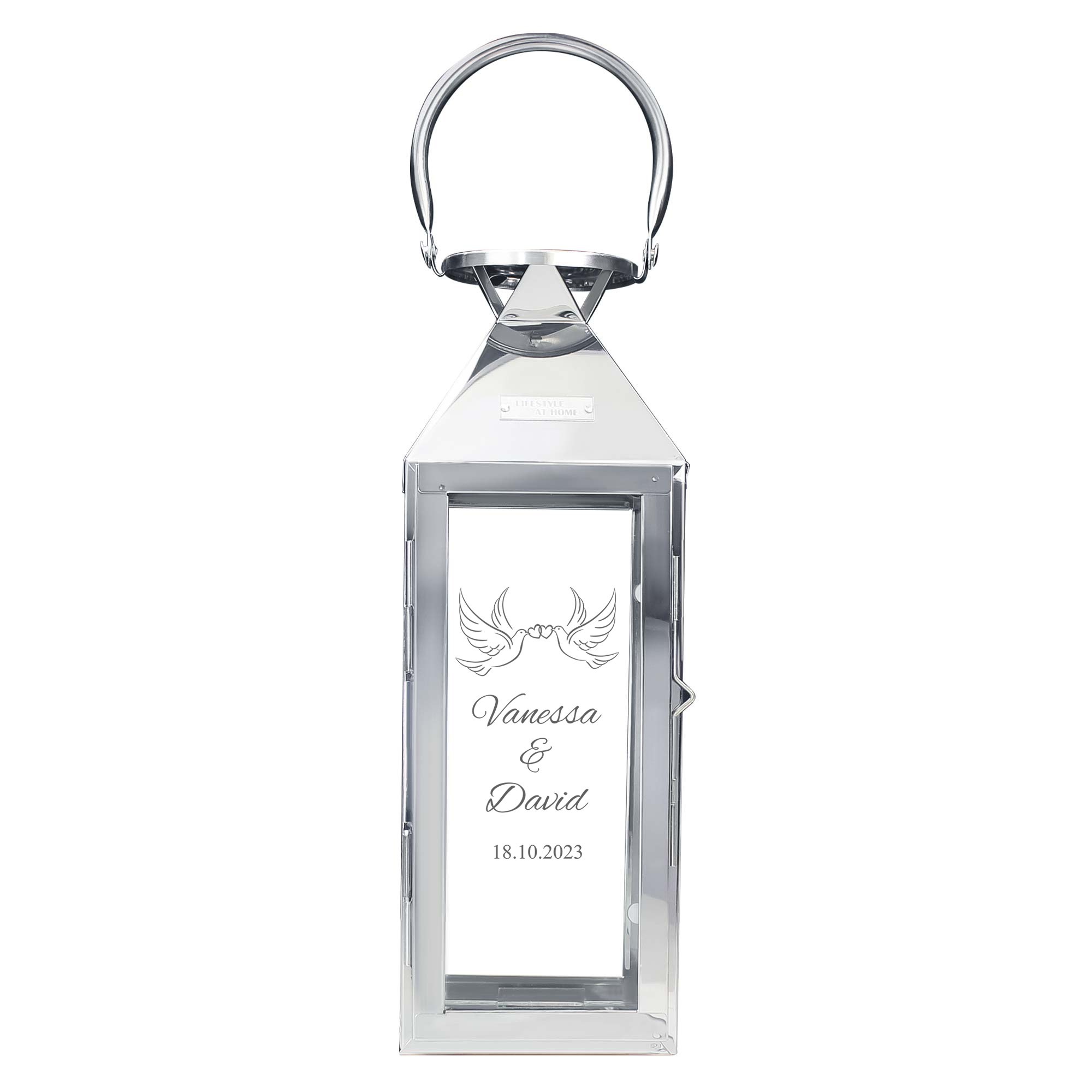 Laterne - Silber - Klein - Hochzeit - Tauben - Personalisiert