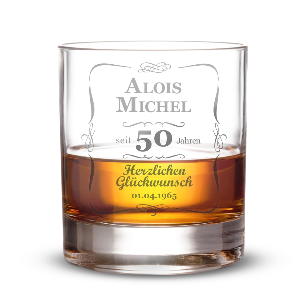 Whiskyglas 50. Geburtstag - klassisch 1473 - 3