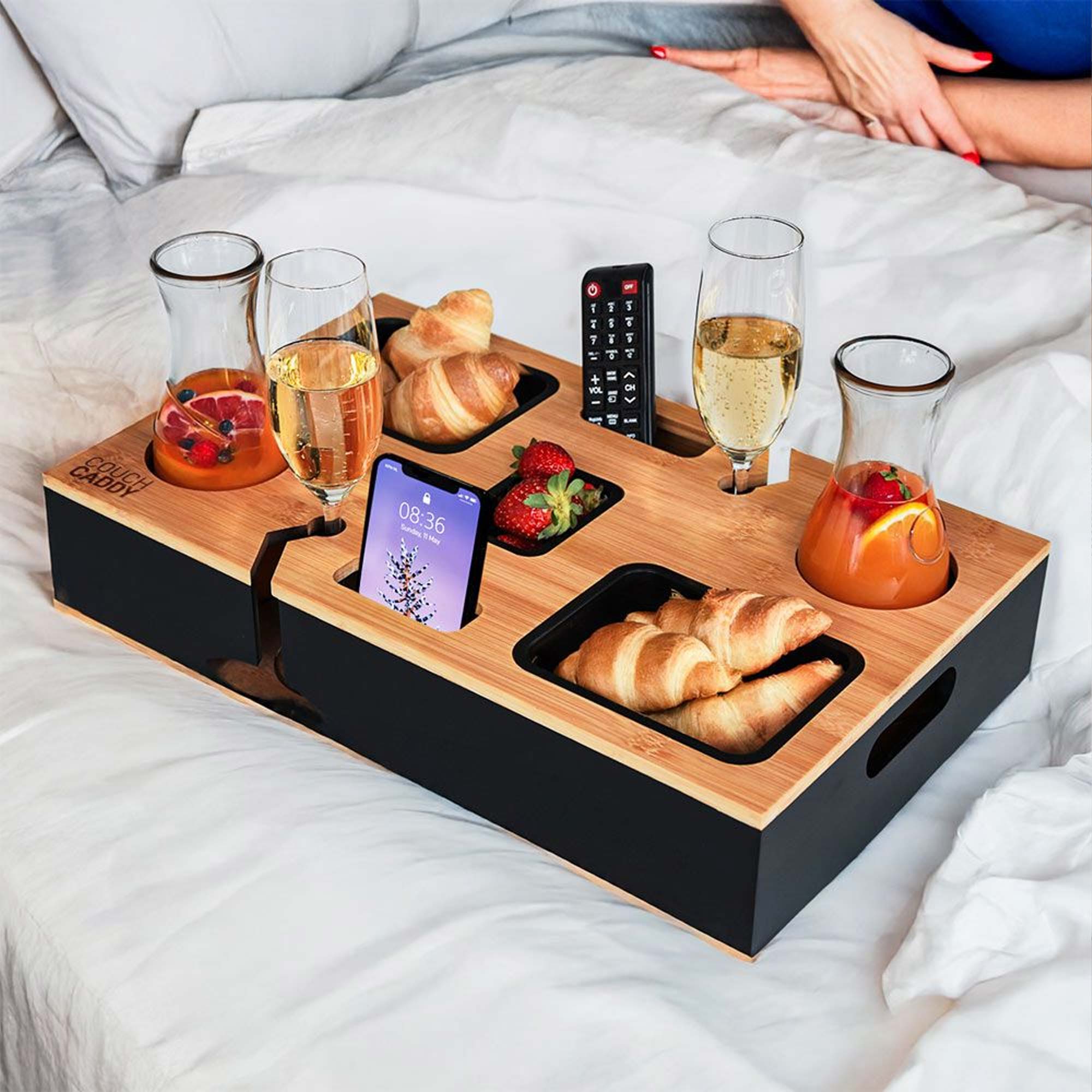 Couch Tablett mit Snackbar und Getränkehaltern