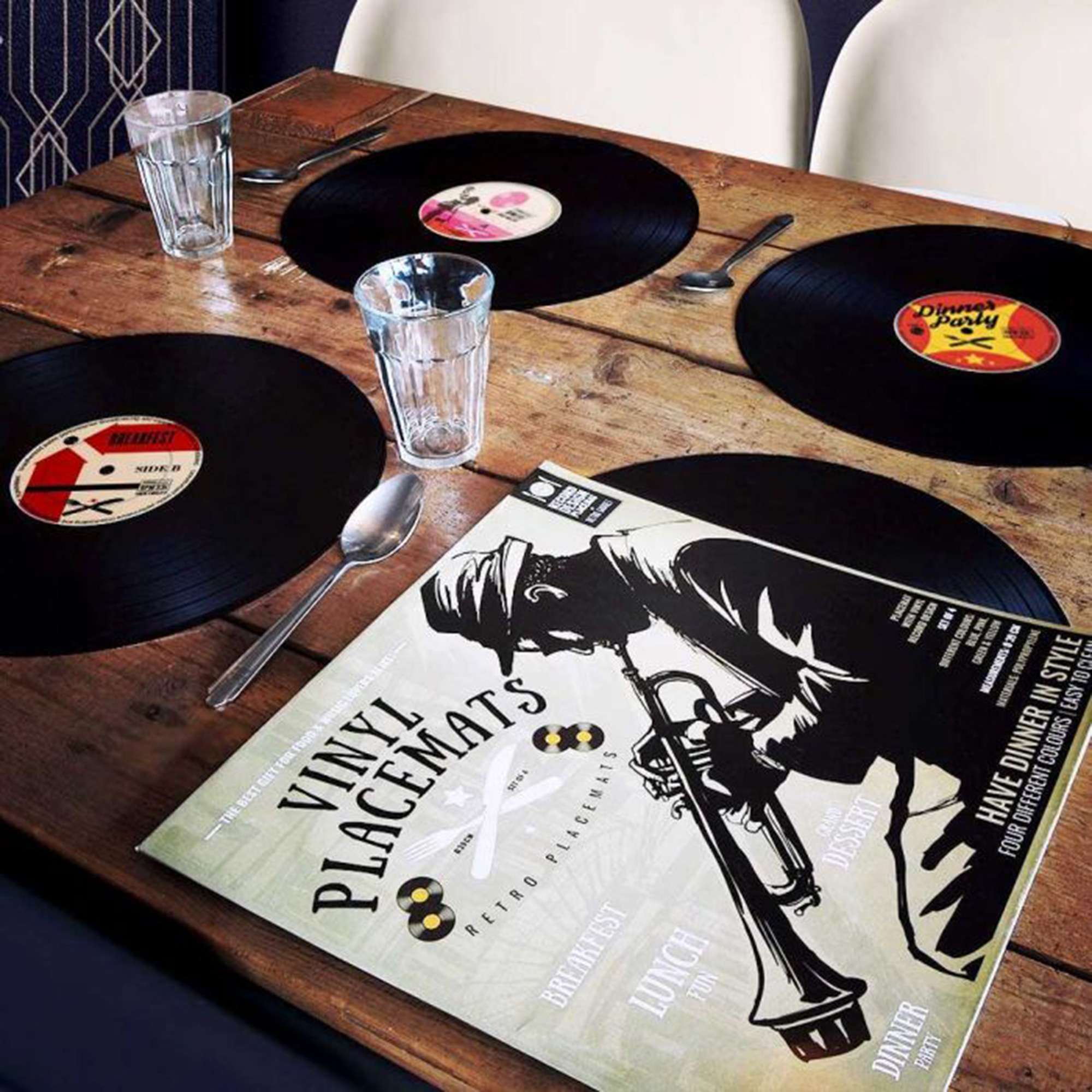 Tischset im Vinyl Schallplatten Look - 4-teilig