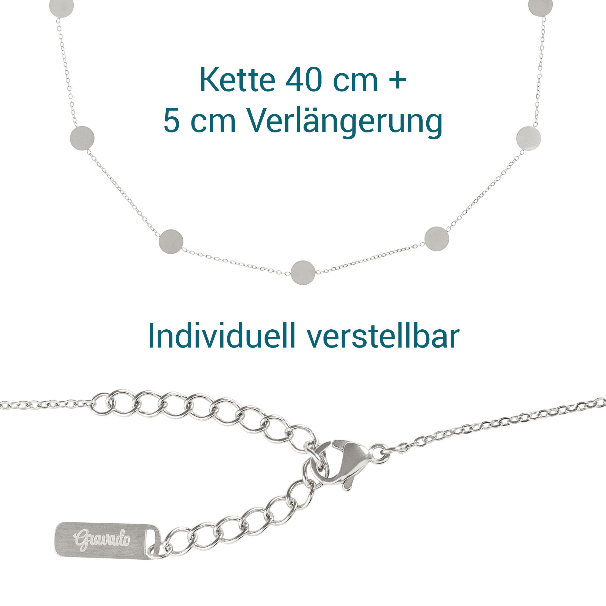 Layering Kette mit Plättchen - Silber 4024 - 9