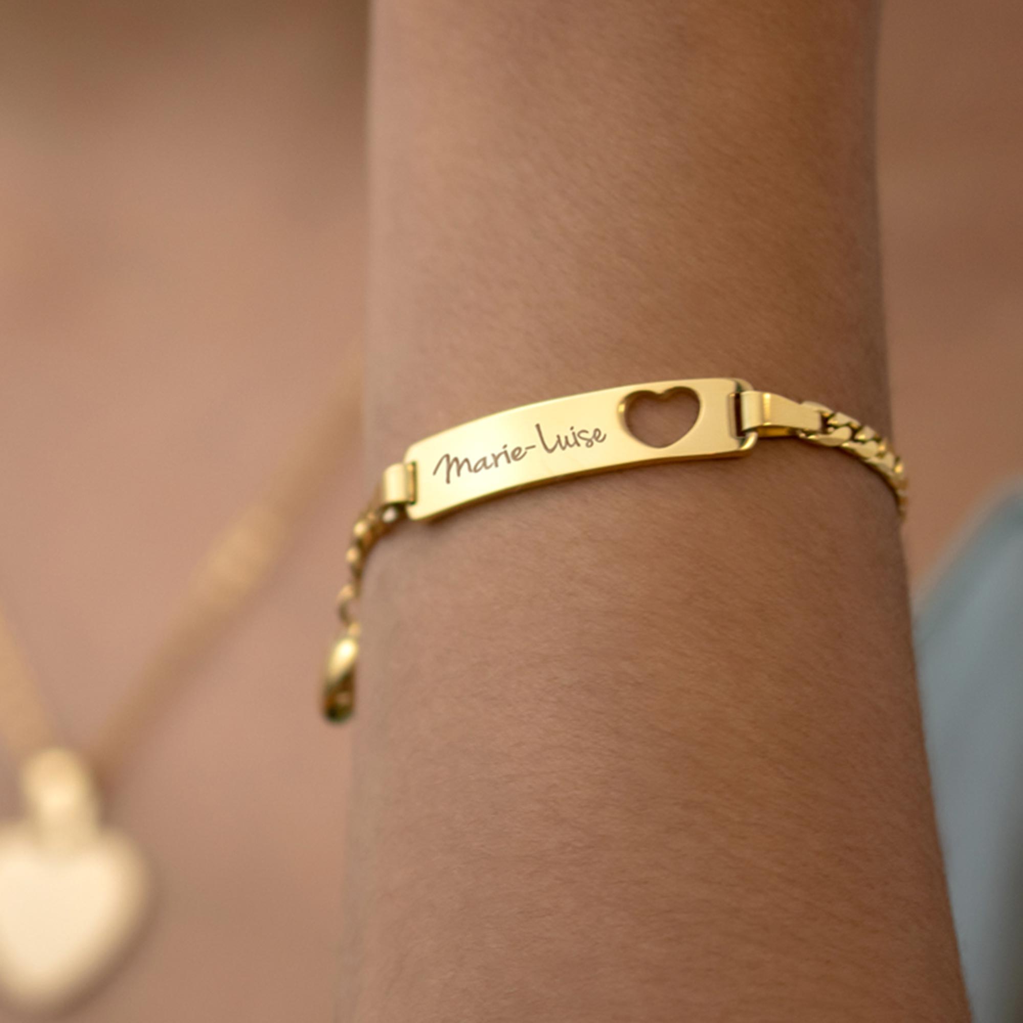 Armband mit Herzstanze Gold - Namensgravur
