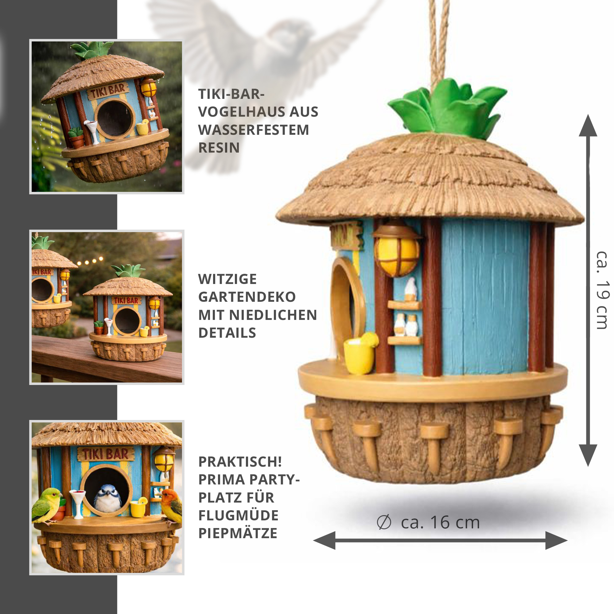 Tikibar Vogelhaus - Nistkasten & Futterhaus für Vögel Tikibar Vogelhaus - Nistkasten & Futterhaus für Vögel