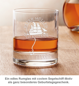 Personalisiertes Rumglas zum Geburtstag - Segelschiff 3286 - 2