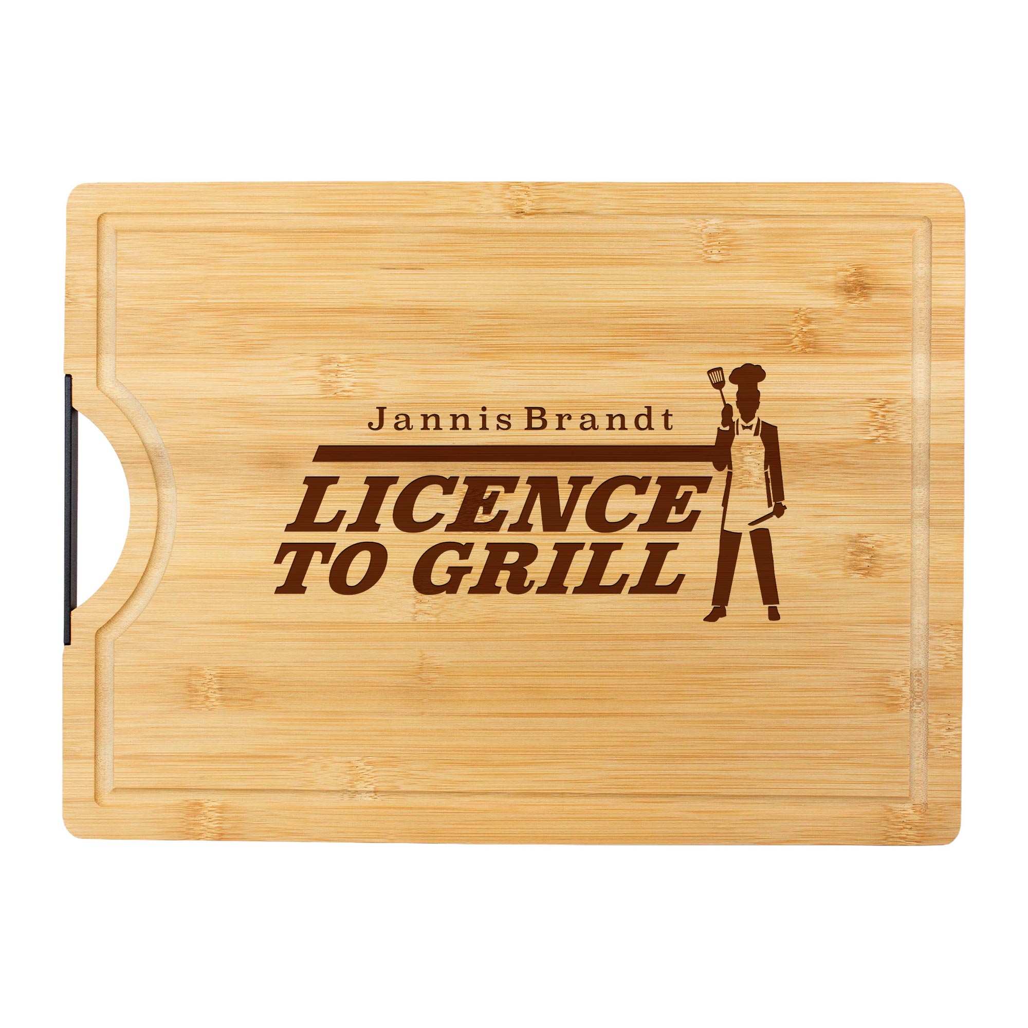 Bambusholz Schneidebrett mit Gravur - Licence to Grill