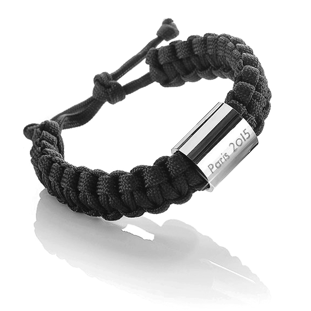 Paracord Armband graviert - Schwarz 2916