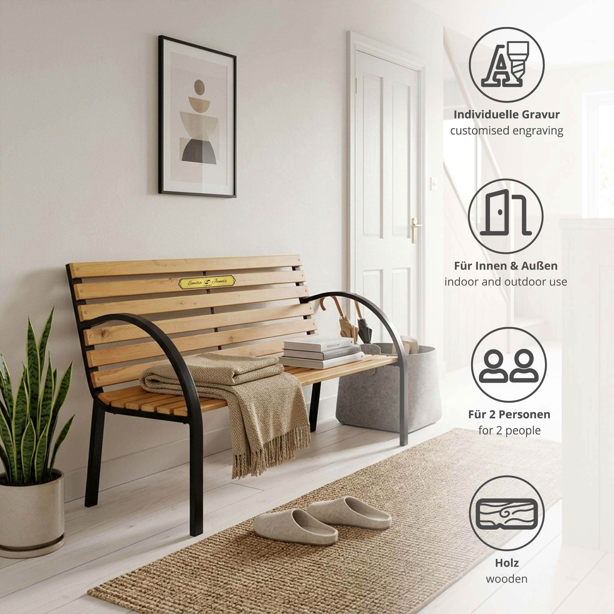 Personalisierte Hochzeitsbank 2 Sitzer - Schwarz Personalisierte Hochzeitsbank 2 Sitzer - Schwarz