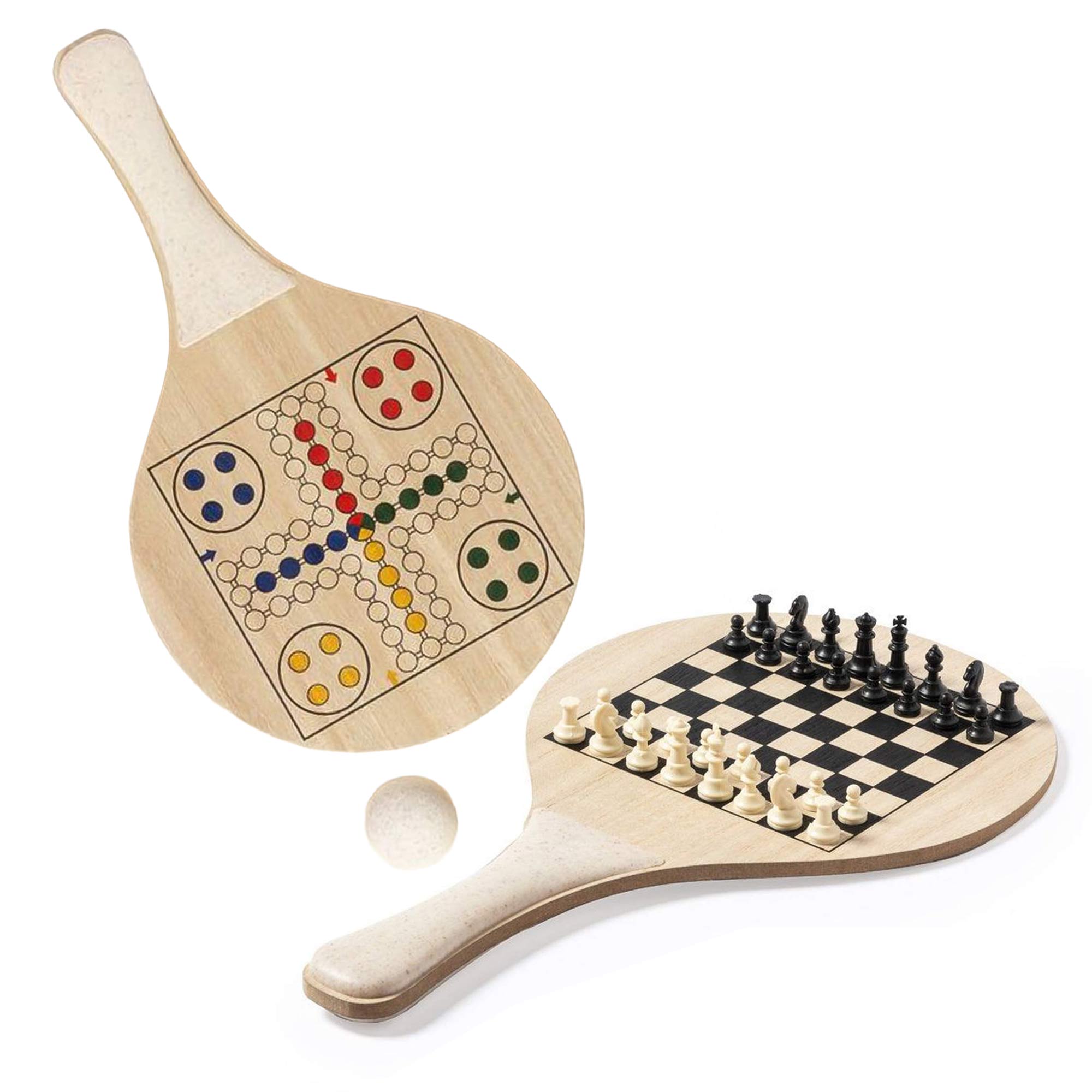 Kompaktes Beachball Set mit 2 Spielen und Baumwollbeutel