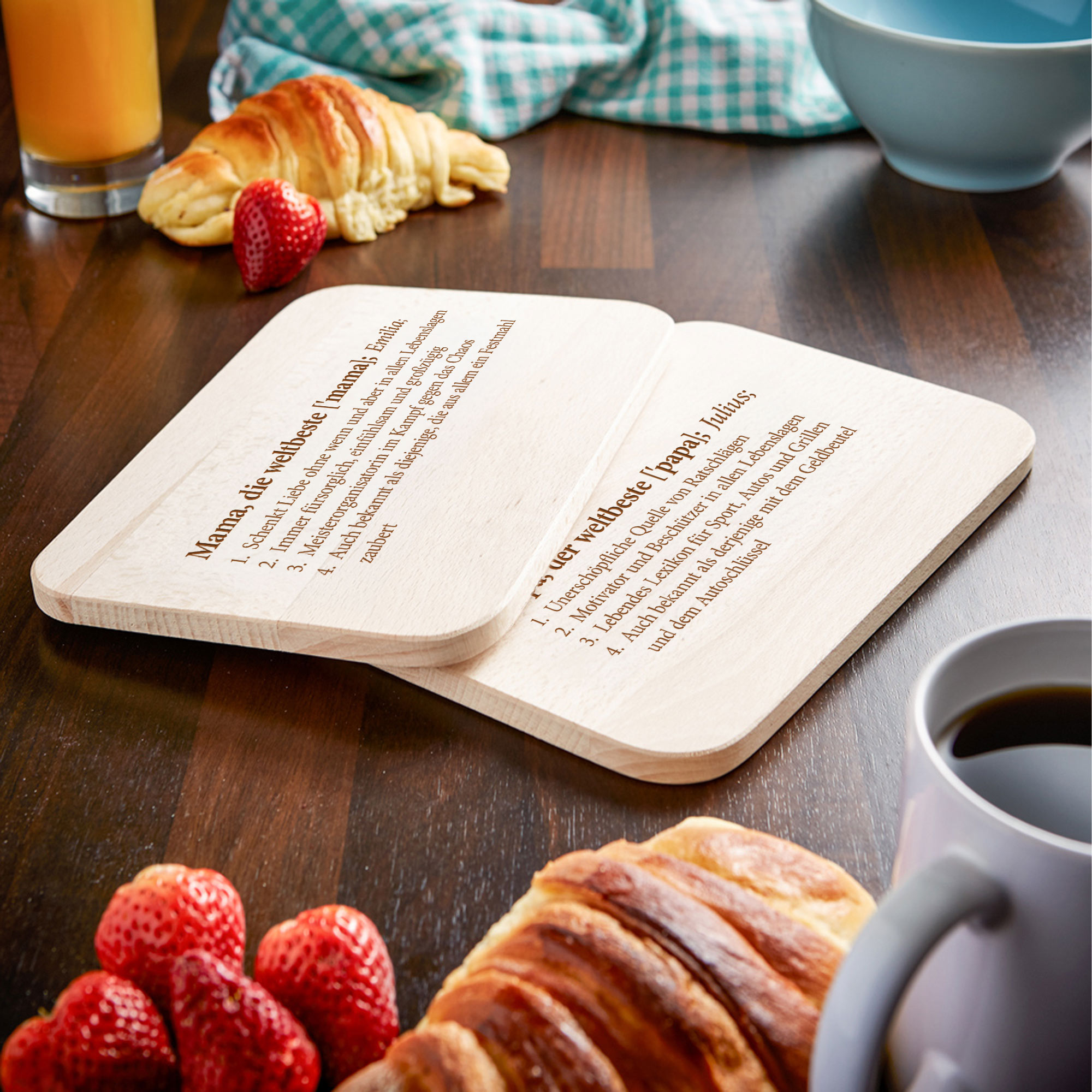 Frühstücksbrettchen Set mit Gravur - Definition Eltern - Personalisiert