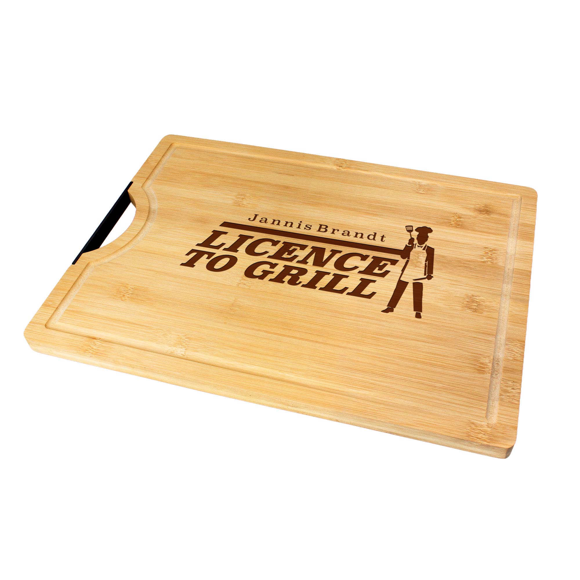 Bambusholz Schneidebrett mit Gravur - Licence to Grill