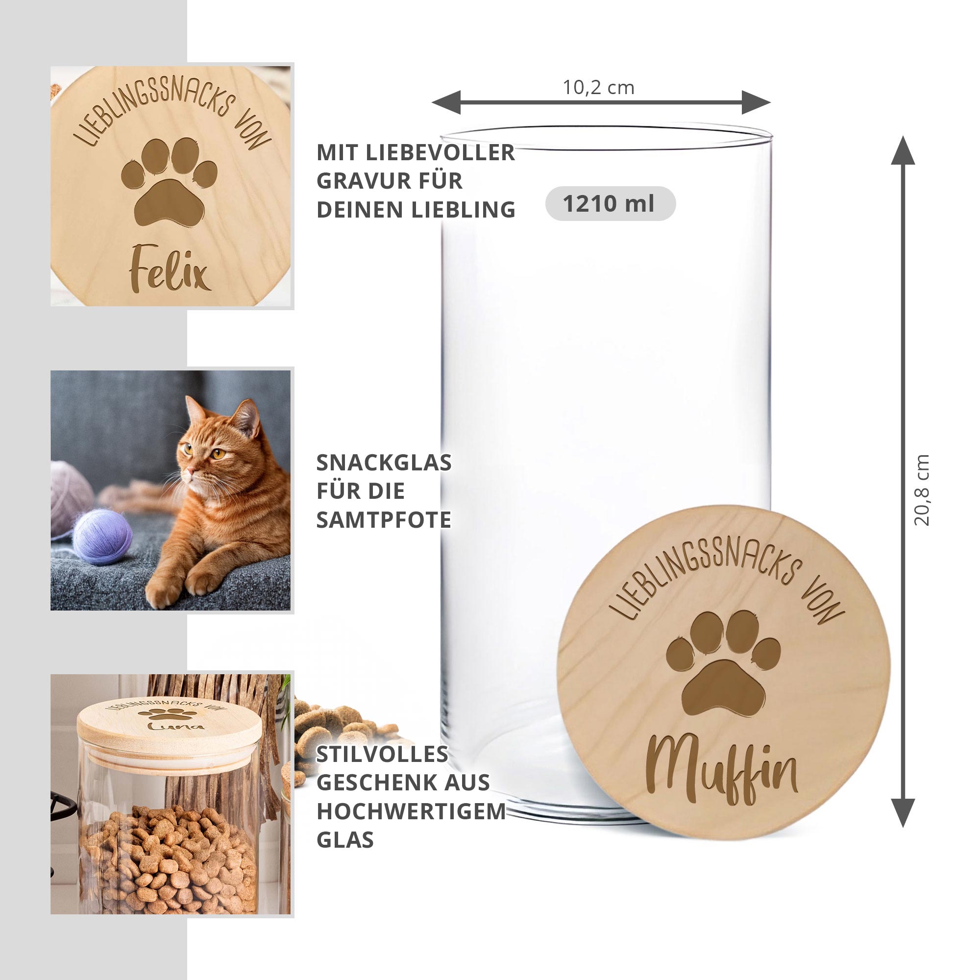 Vorratsglas mit Gravur - Katzensnacks
