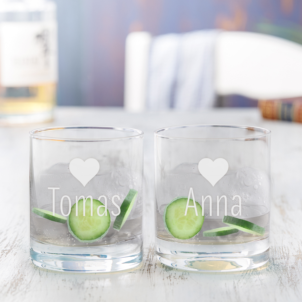 Personalisierte Tumbler Gläser Herz - 2er Set