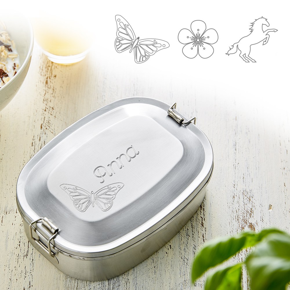 Gravierte Edelstahl Lunchbox für Mädchen - rund 2559