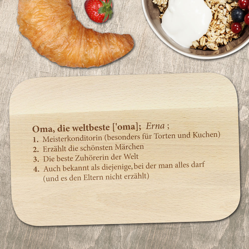 Frühstücksbrett mit Gravur - Definition Weltbeste Oma 1861