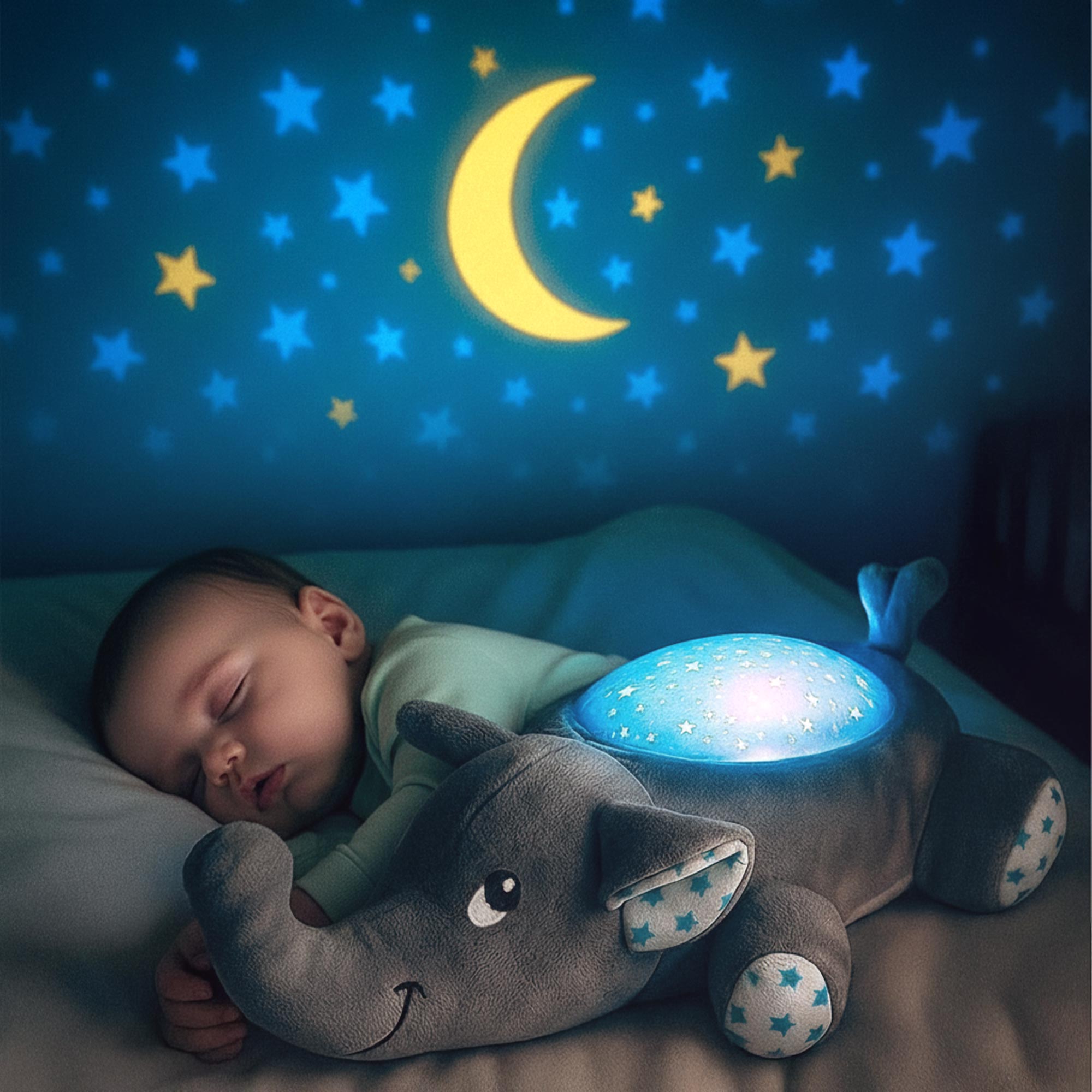 Kuscheltier Elefant inkl. Sternenhimmel