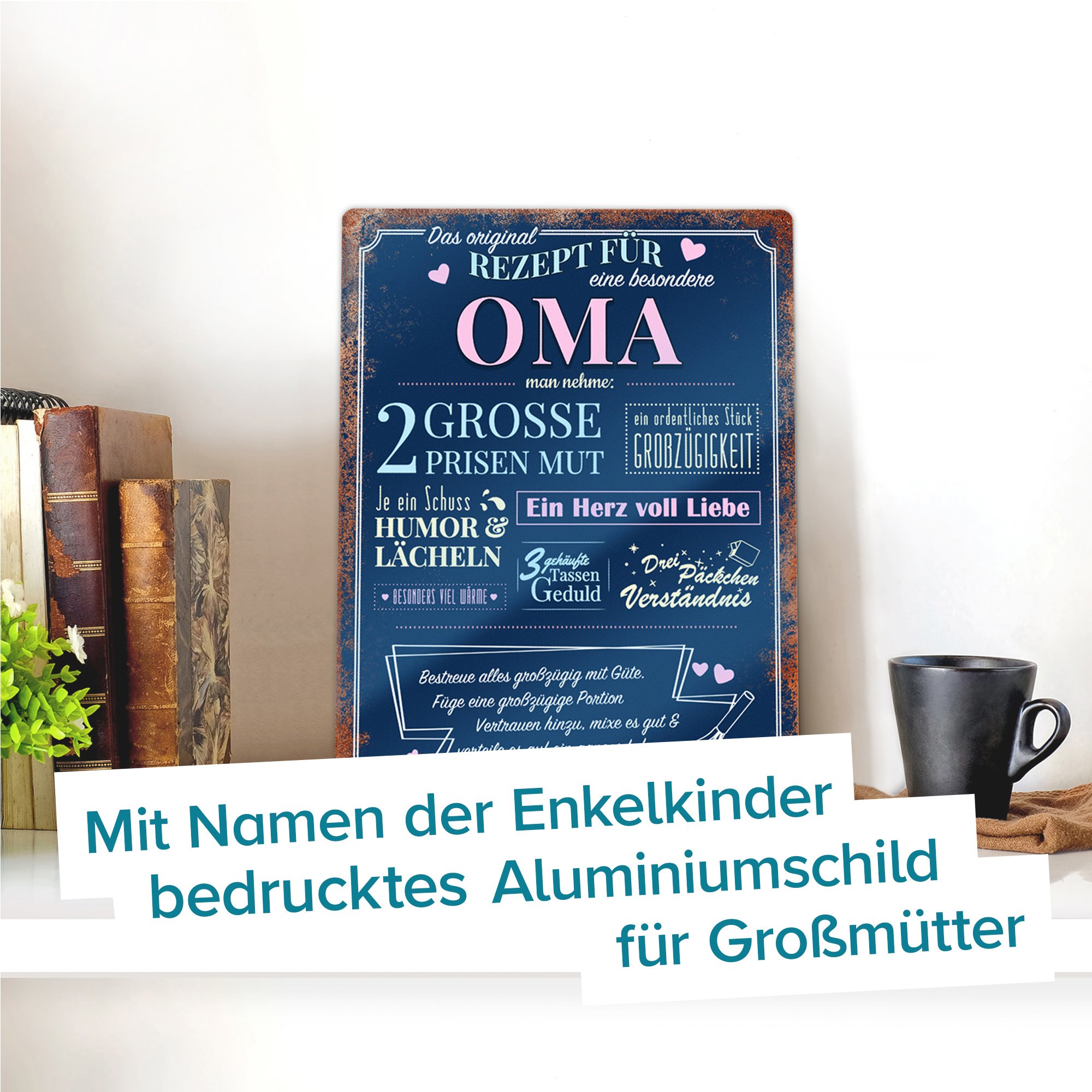 Personalisiertes Blechschild - Rezept Oma