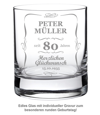 Whiskyglas 80. Geburtstag - klassisch 2220 - 1