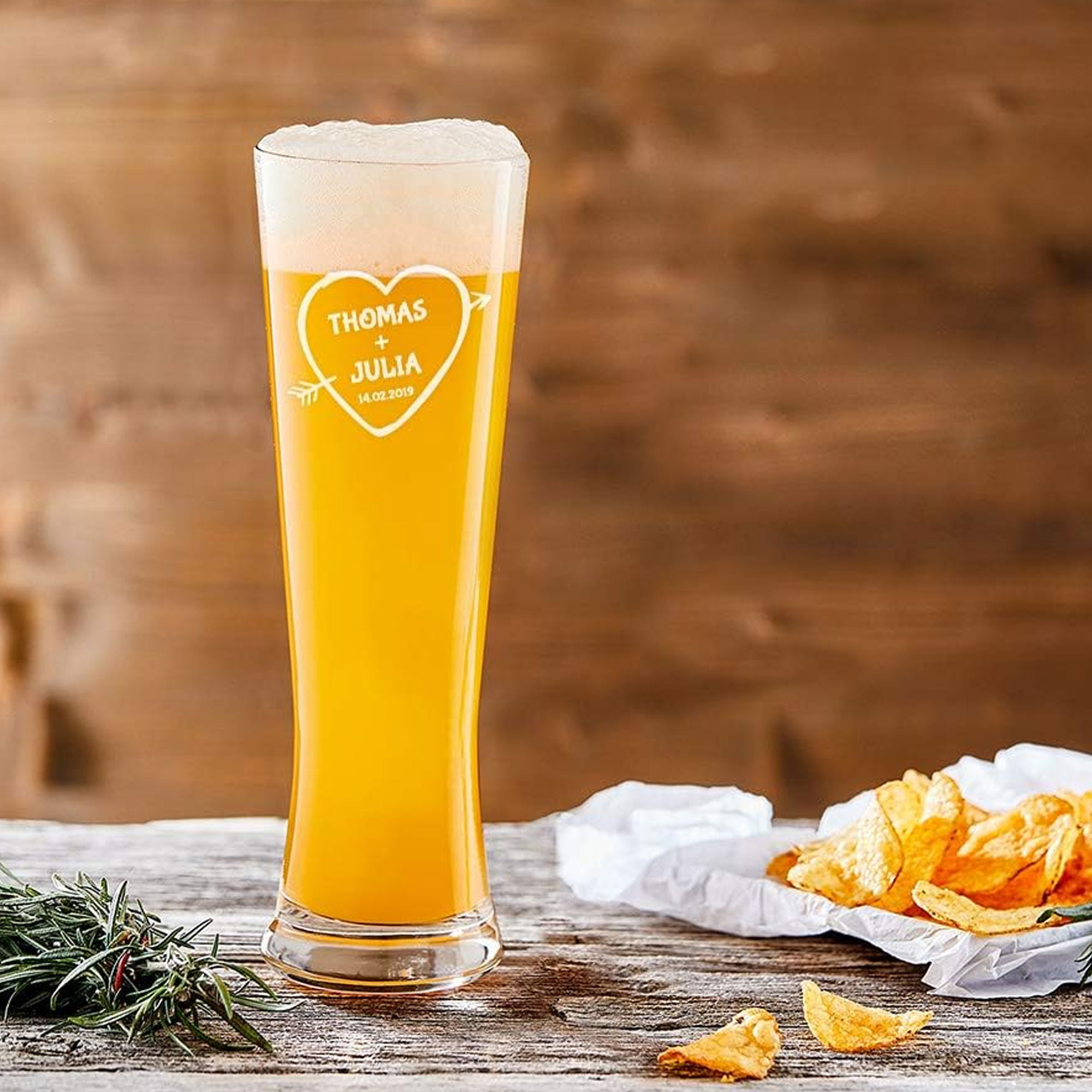 Weizenglas mit Gravur - Amors Pfeil Weizenglas mit Gravur - Amors Pfeil