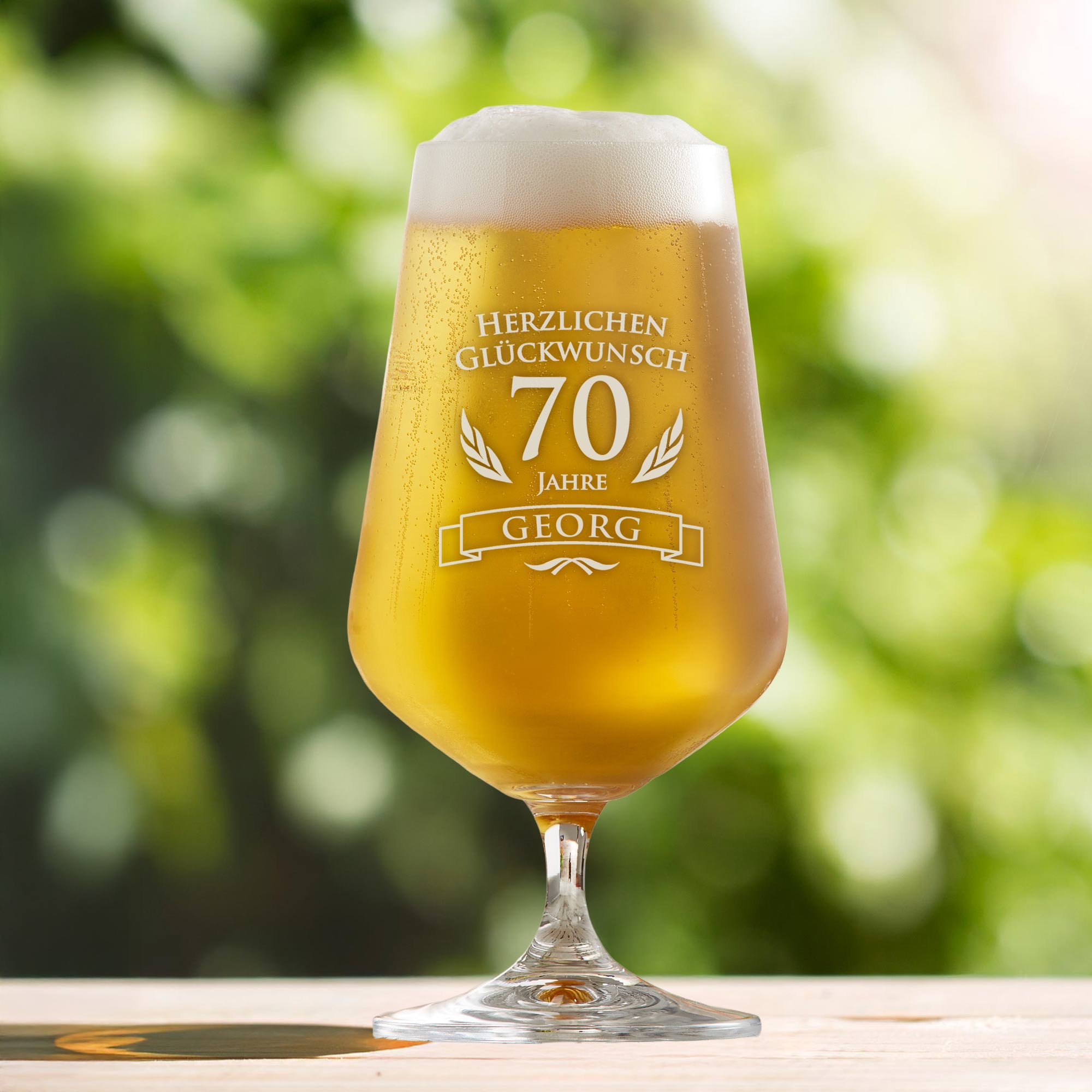 Bierglas zum 70. Geburtstag