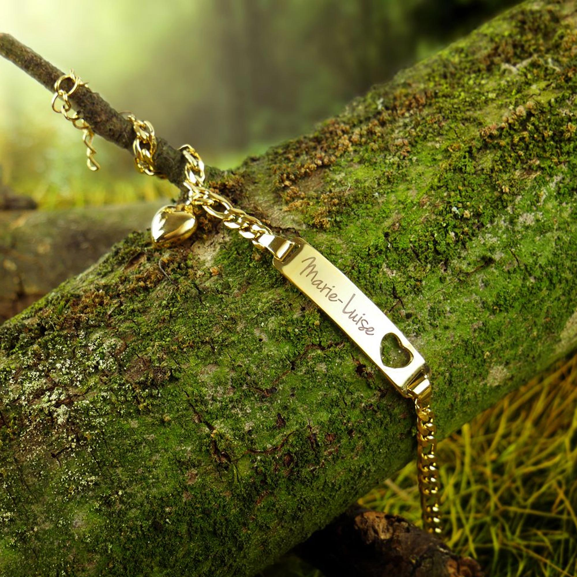 Armband mit Herzstanze Gold - Namensgravur