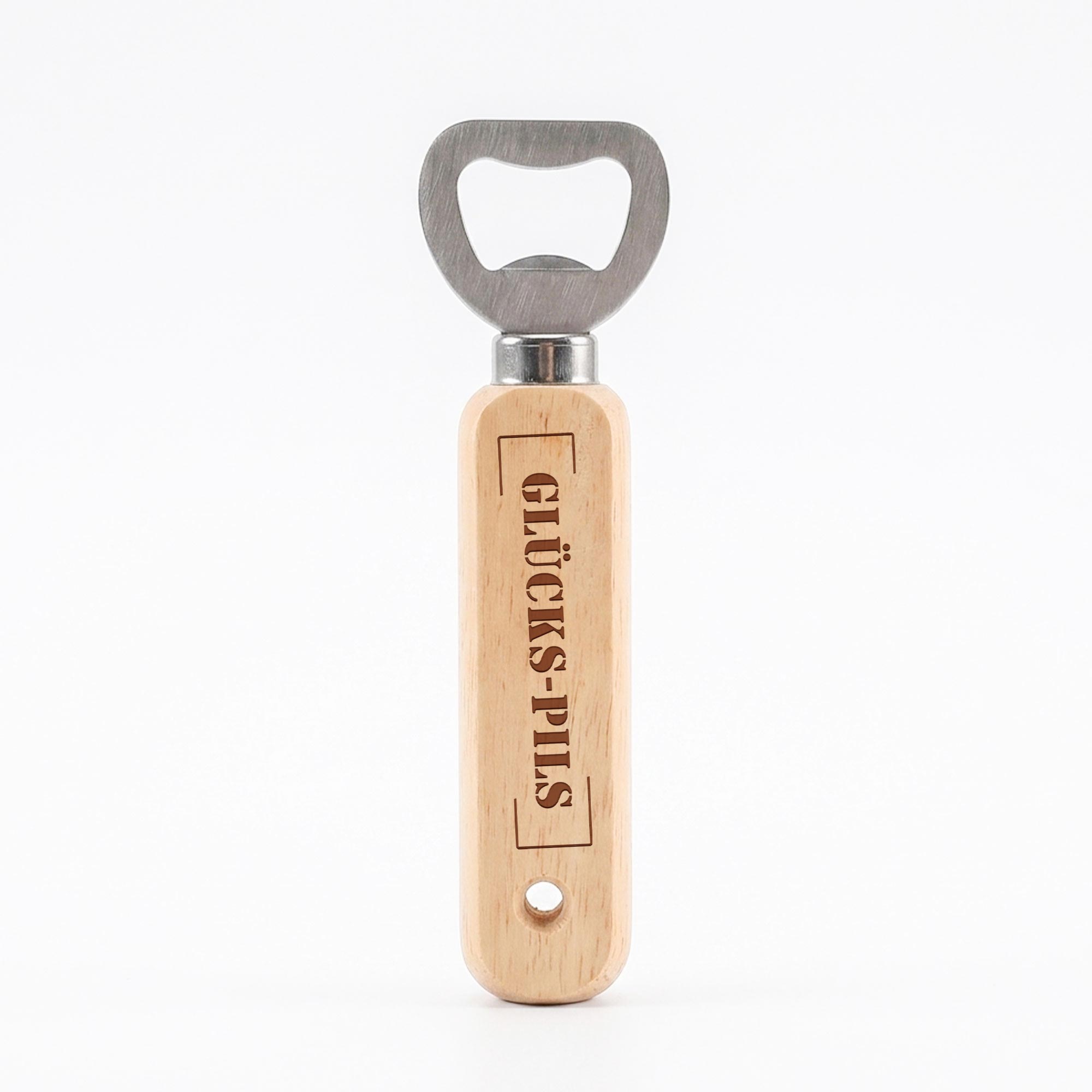 Personalisierter Flaschenöffner aus Holz - Stempel