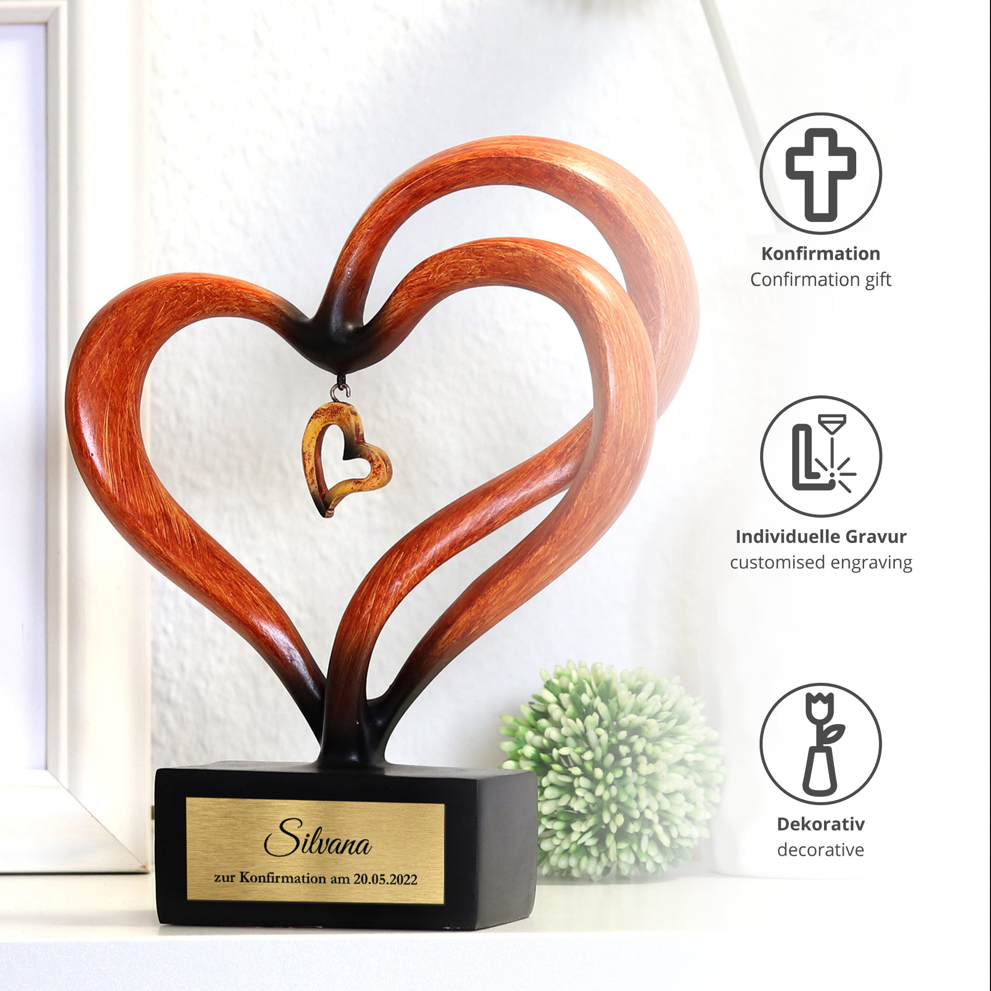 Holz Herz Skulptur - Konfirmation 0021-0008-DE-0001 - 3