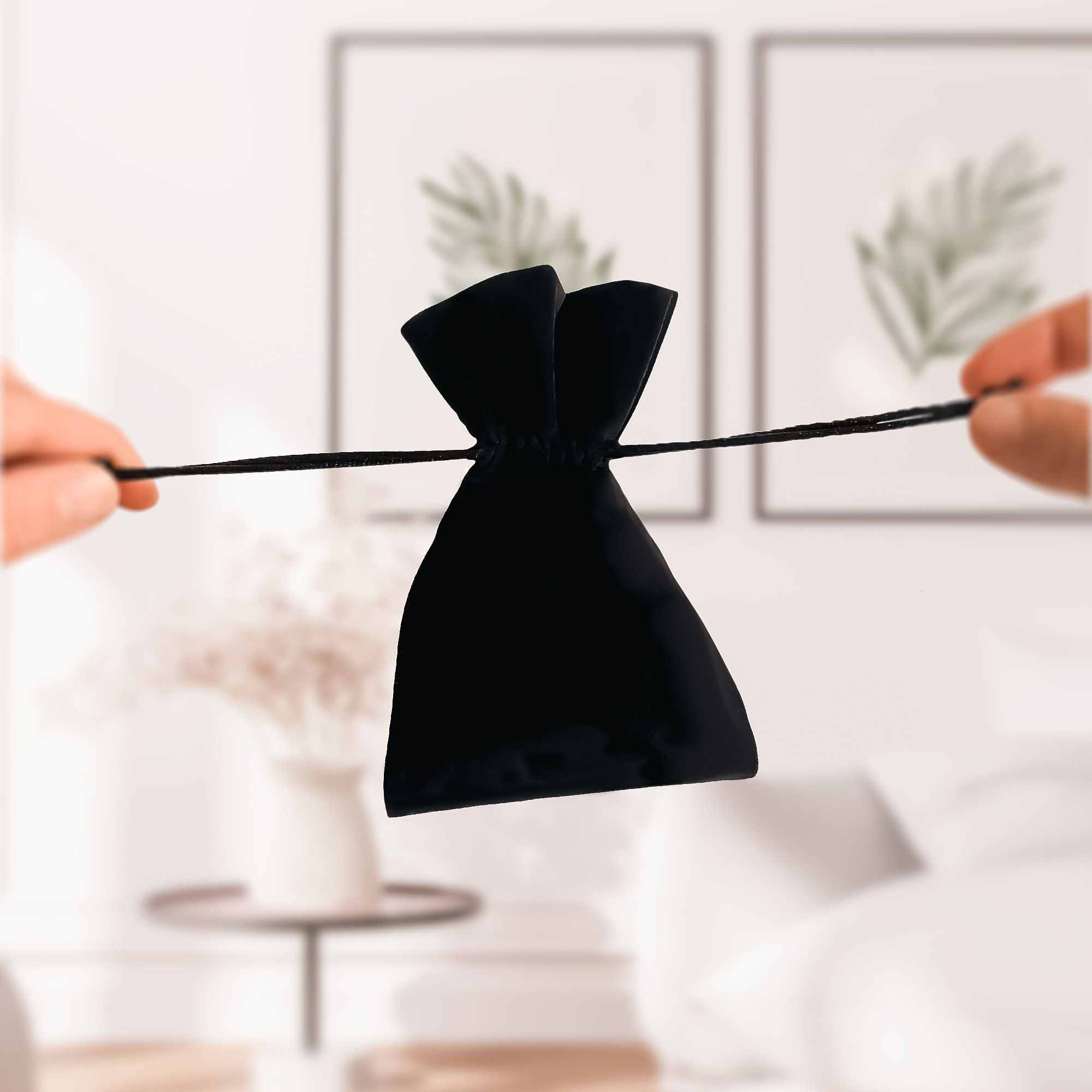 Samtsäckchen Geschenkverpackung - Schmuckbeutel Schwarz