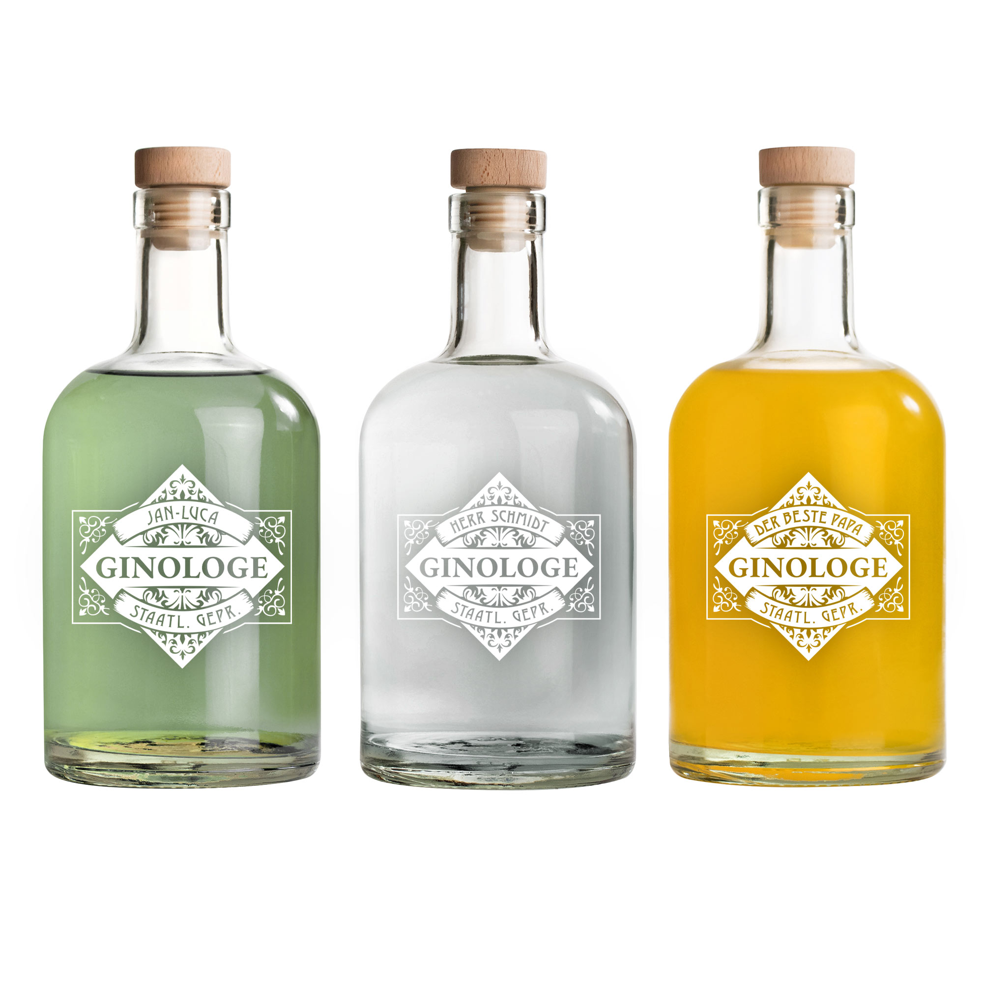 Glaskaraffe mit Gravur - Ginologe